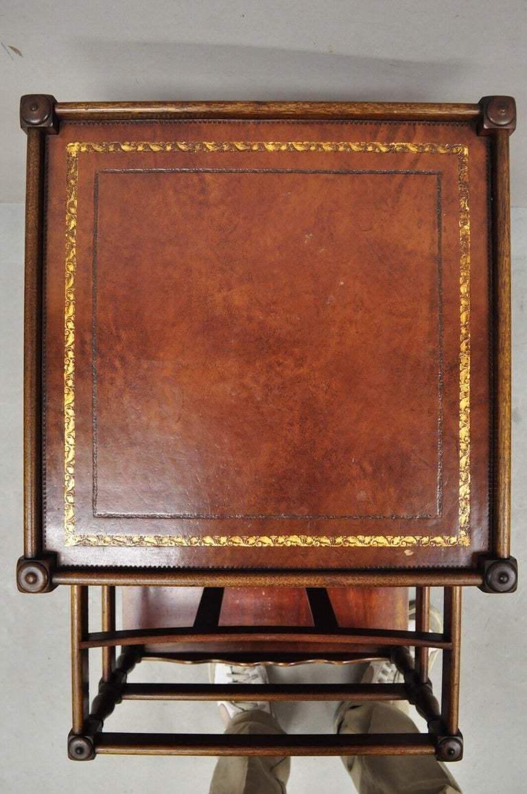 Henry Fuldner Sons Mahogany Leather Top Side End Table Canterbury
