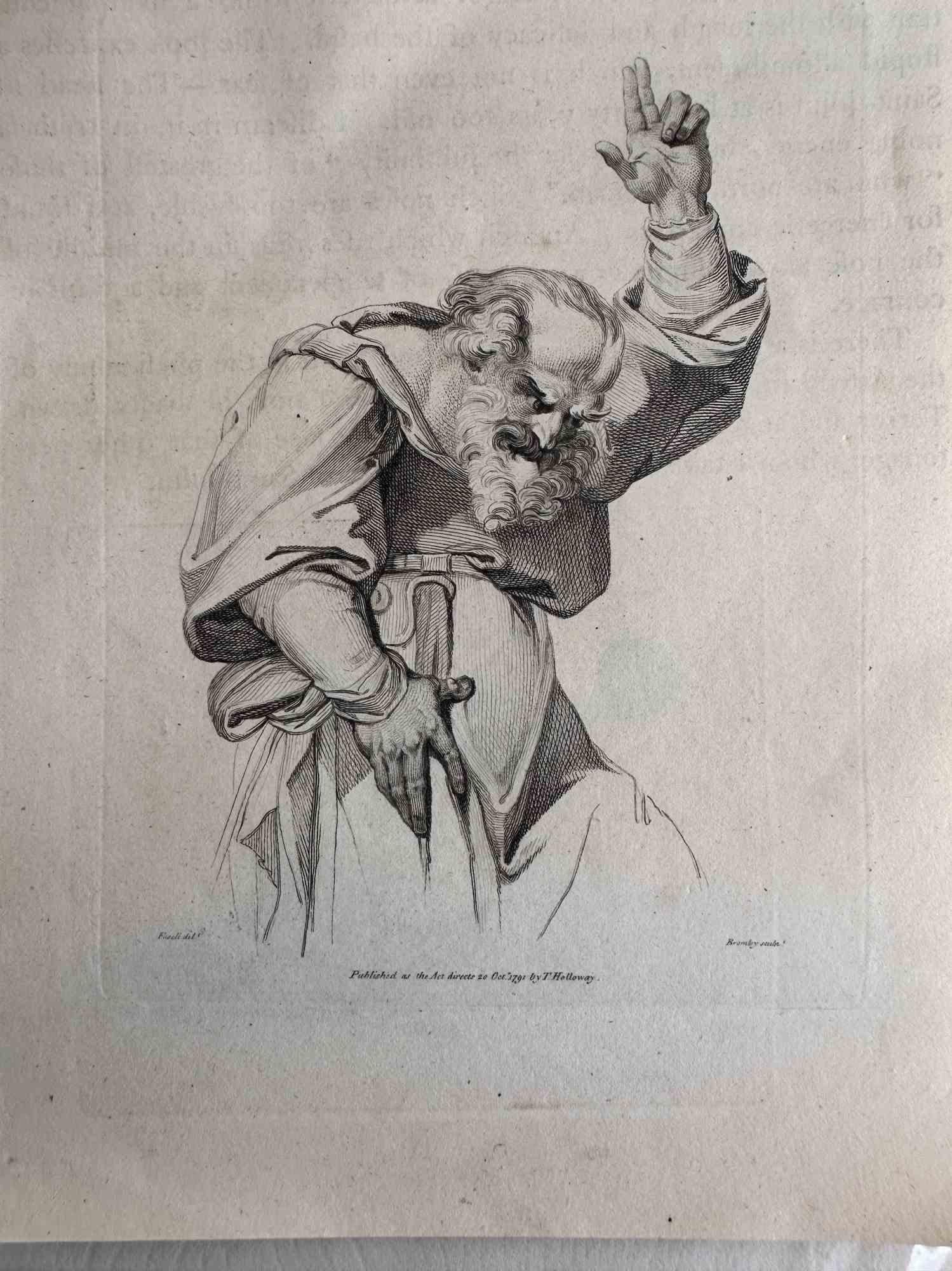 Figurative Print Henry Fuseli - Un vieux prophète prêchant - Gravure - Fin du XVIIIe siècle