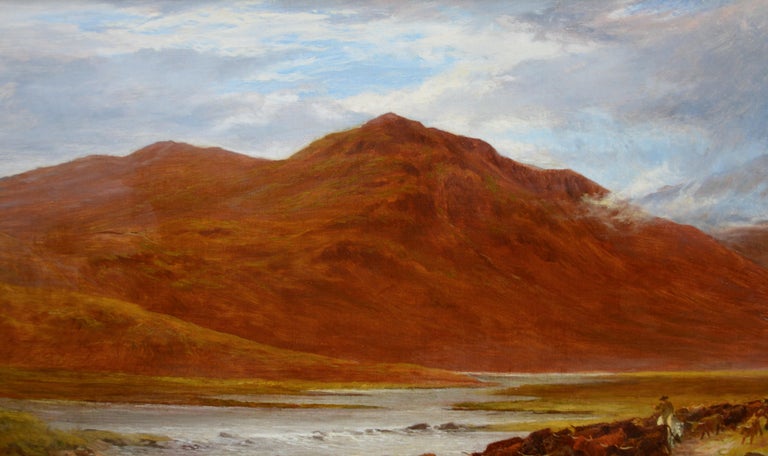 Highlanders Heading South - Large 19th Century Scottish Highlands Oil Painting For Sale 6