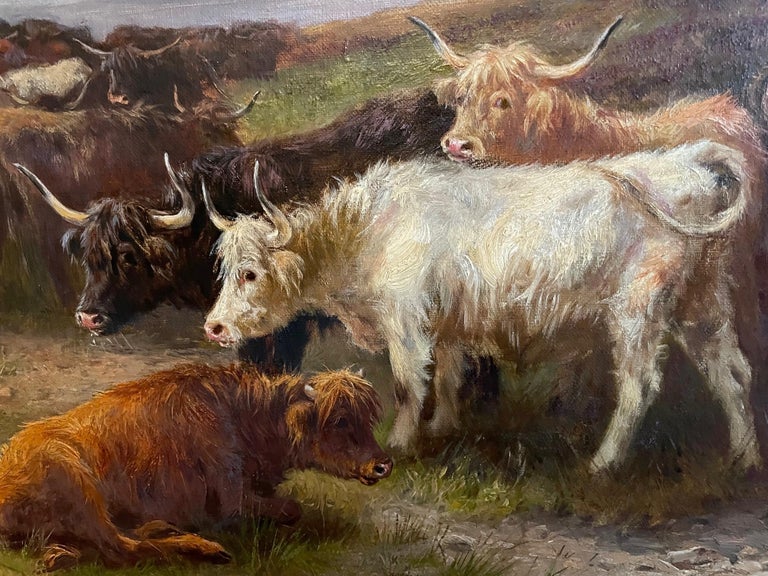 Collecting the Cattle - Naturalistic Painting by Henry Garland