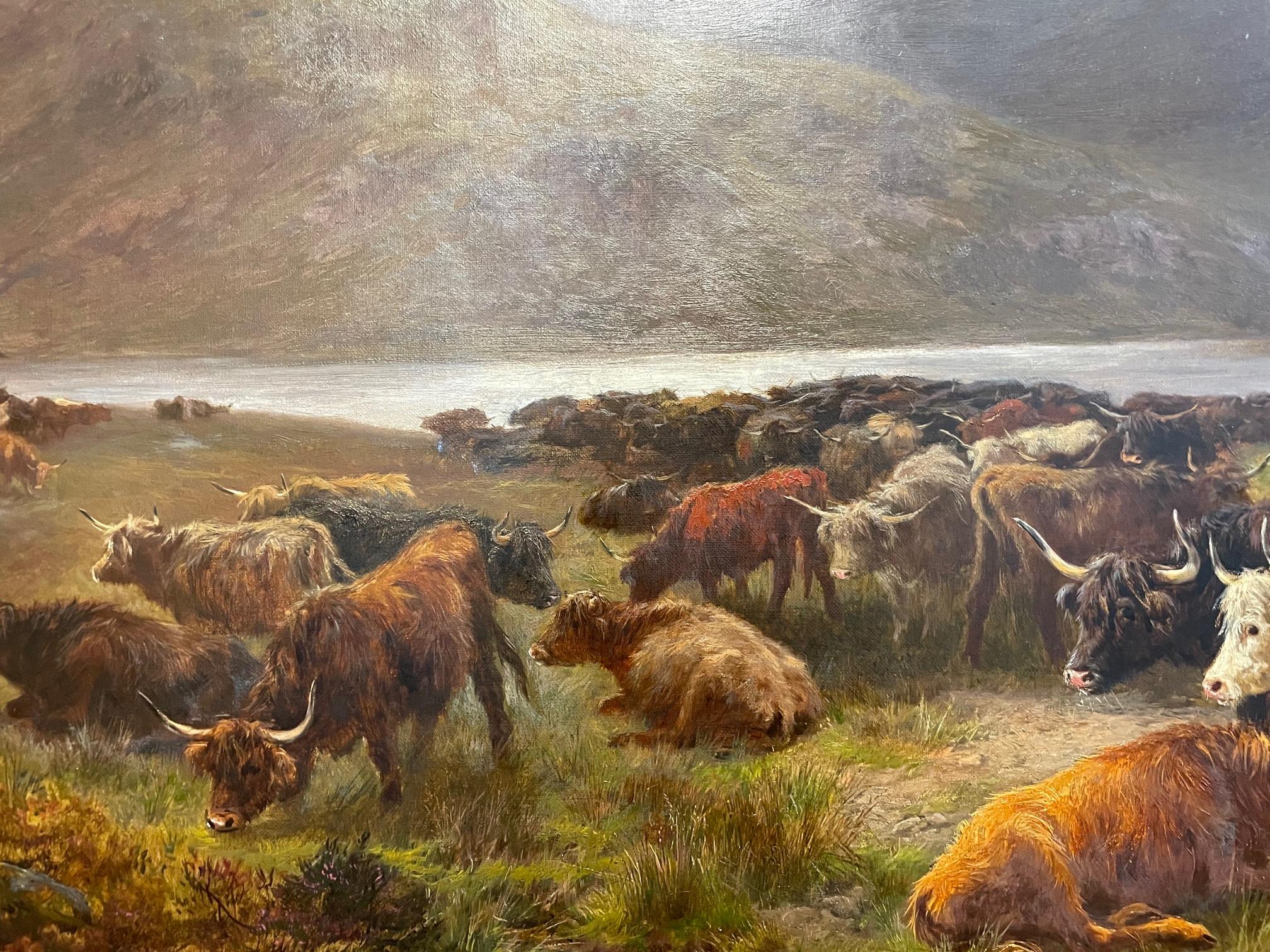 Collecting the Cattle - Naturalistic Painting by Henry Garland