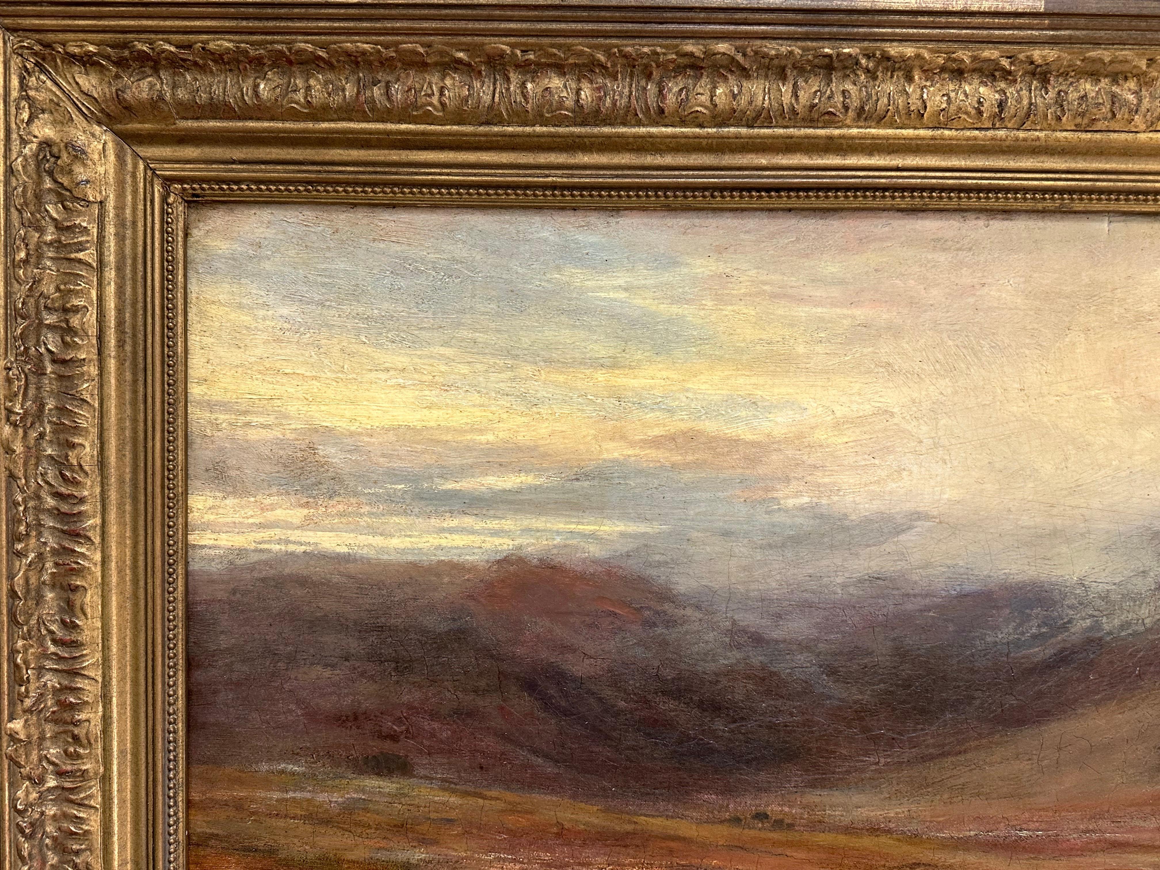 Enorme óleo escocés victoriano Ganado de las Tierras Altas en una brumosa cañada montañosa 1873 en venta 2