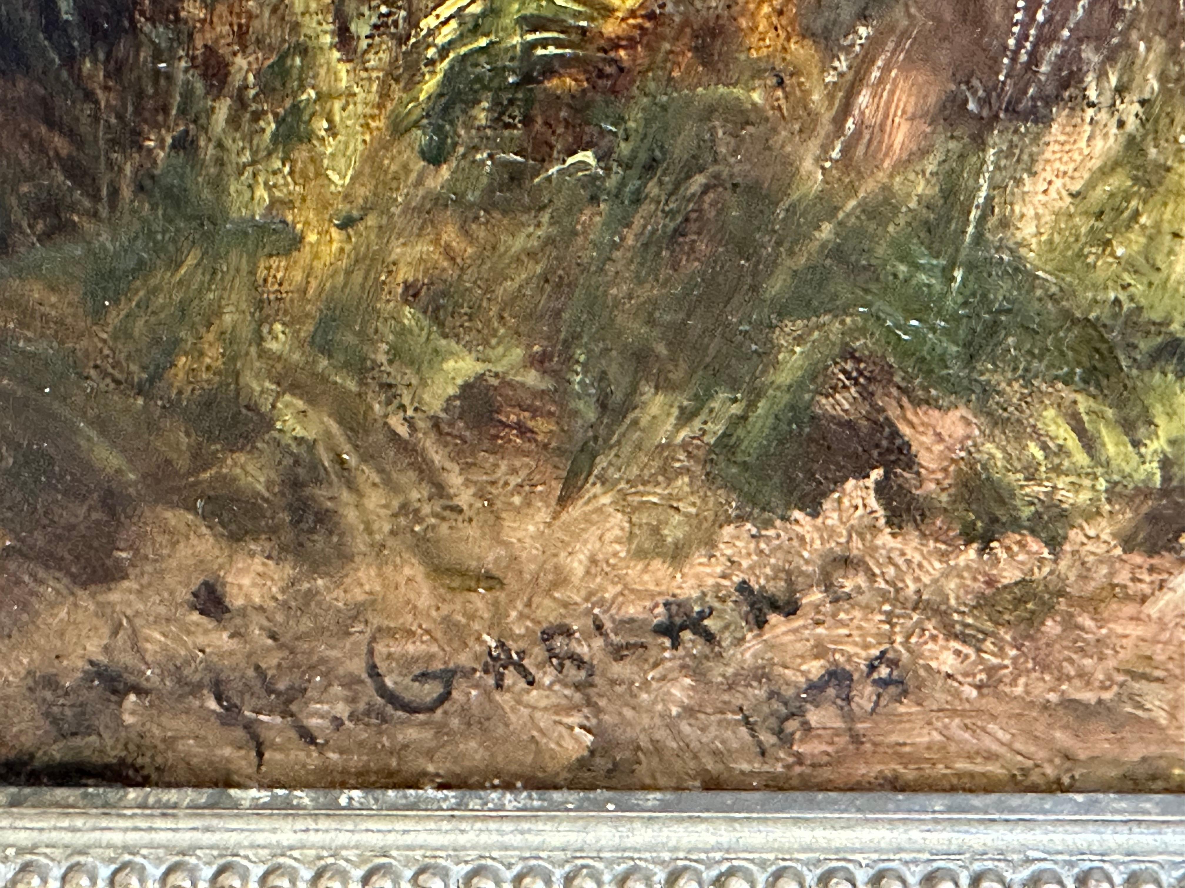 Enorme óleo escocés victoriano Ganado de las Tierras Altas en una brumosa cañada montañosa 1873 en venta 3