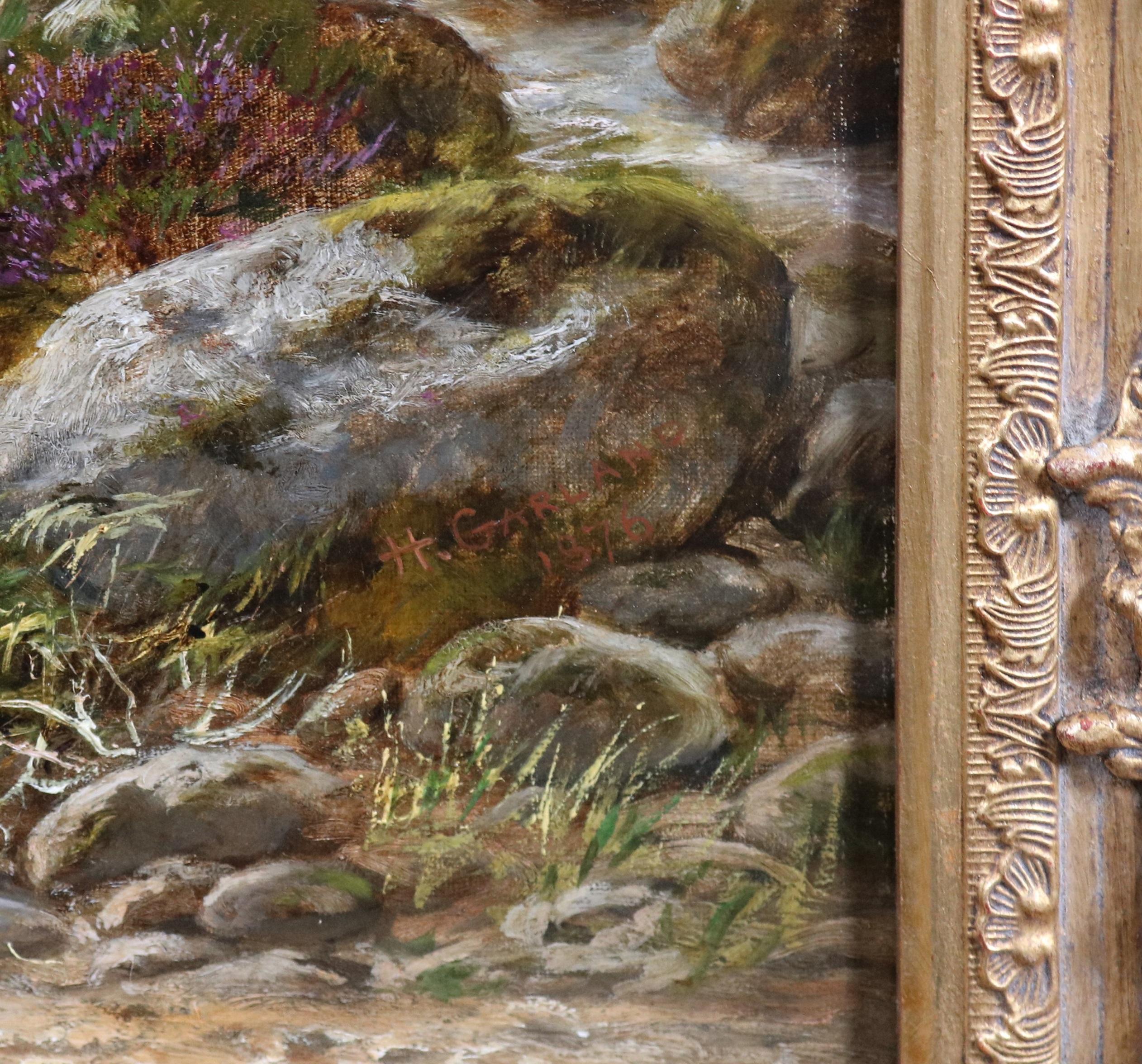 Bovini longhorn sul passo di Highland - Paesaggio scozzese del XIX secolo dipinto a olio 4