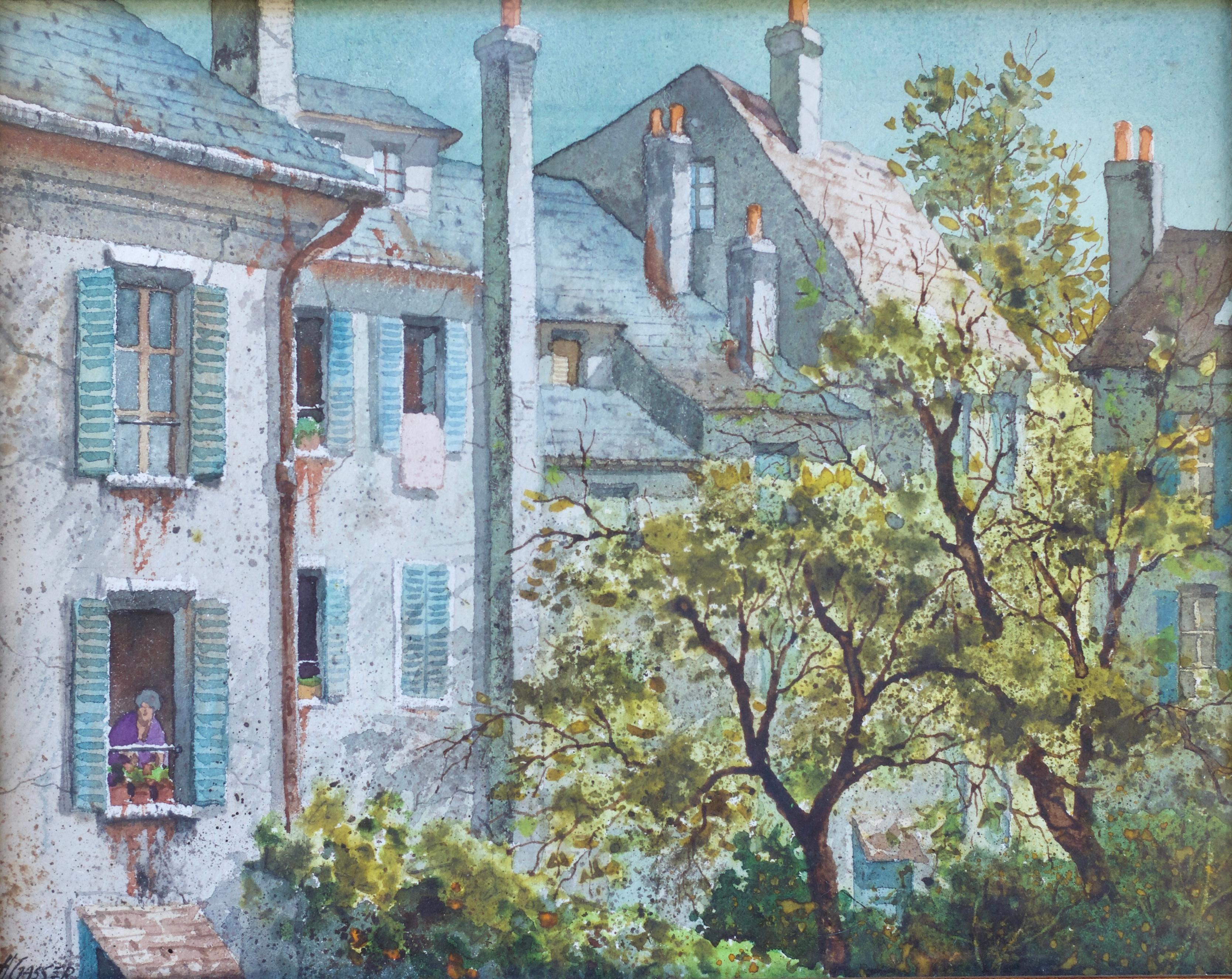 Henry Gasser Landscape Painting - Backyard in Paris