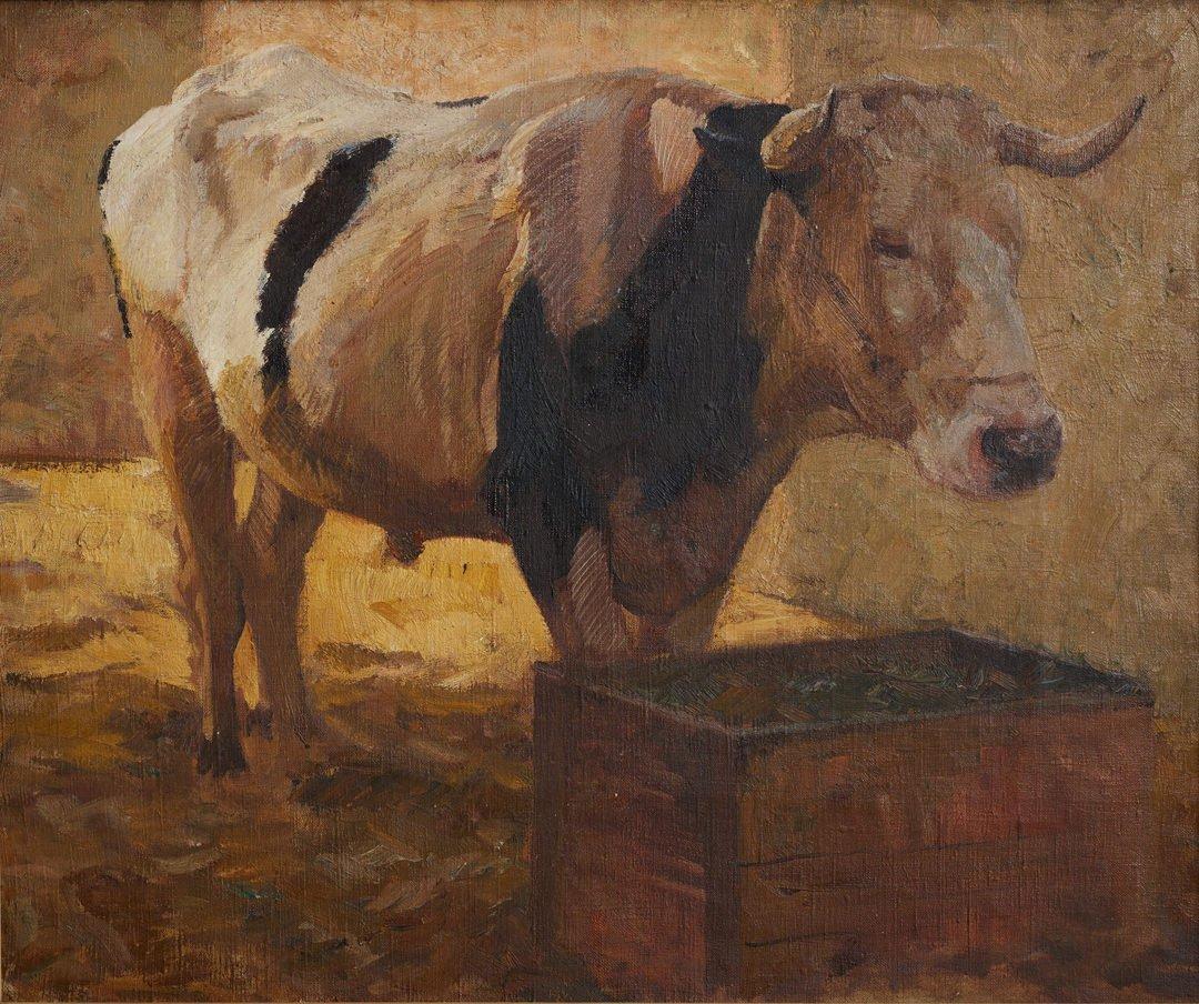 Cattle Series Study, Radierung, Bovine-Gemälde des frühen 20. Jahrhunderts, Künstler der Cleveland School – Painting von Henry George Keller
