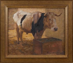 Cattle Series Study, Early 20th Century Bovine Painting, Cleveland School artist