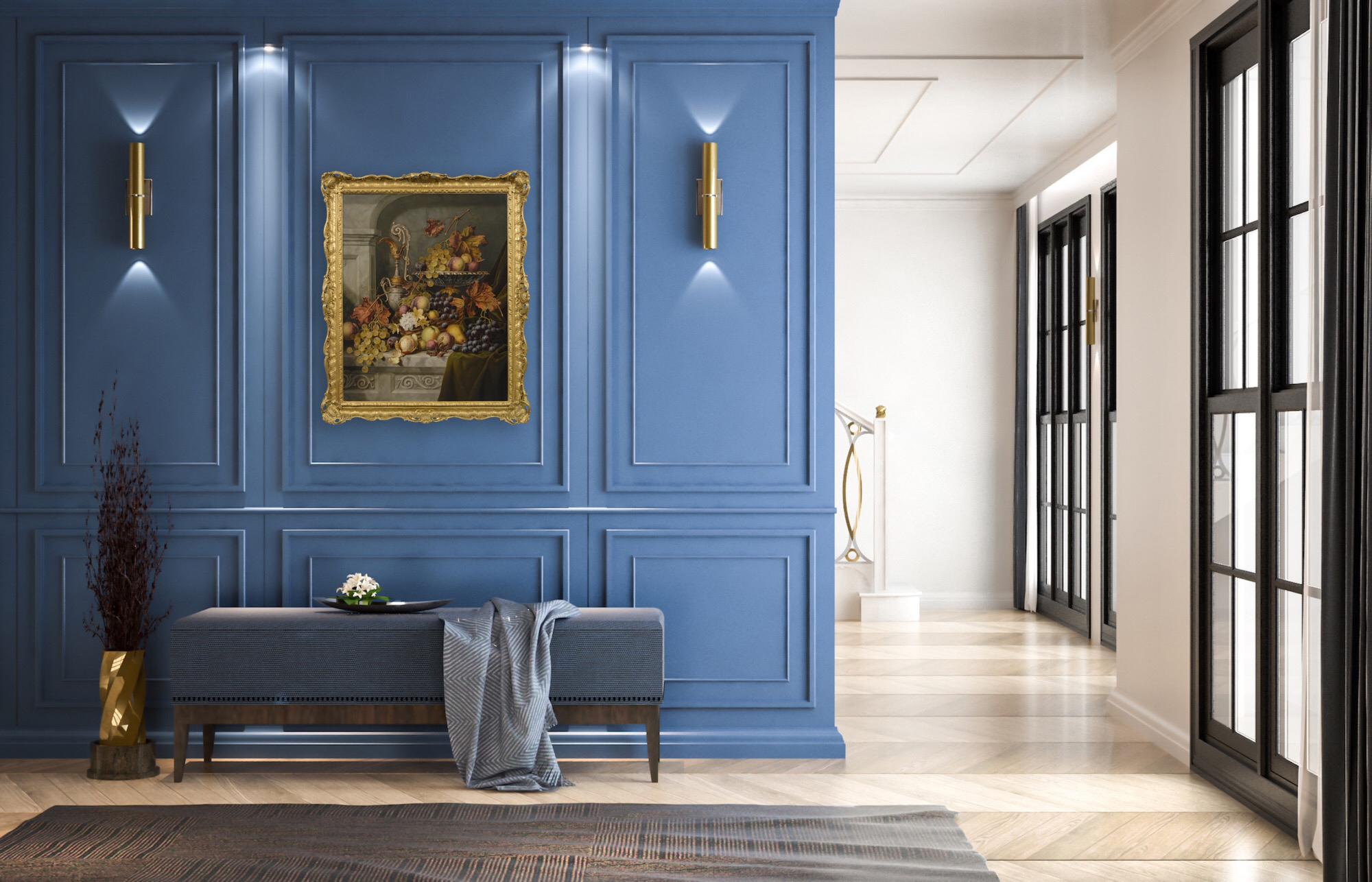 19. Jahrhundert Stillleben Ölgemälde von Herbst Obst & Blätter im Angebot 3