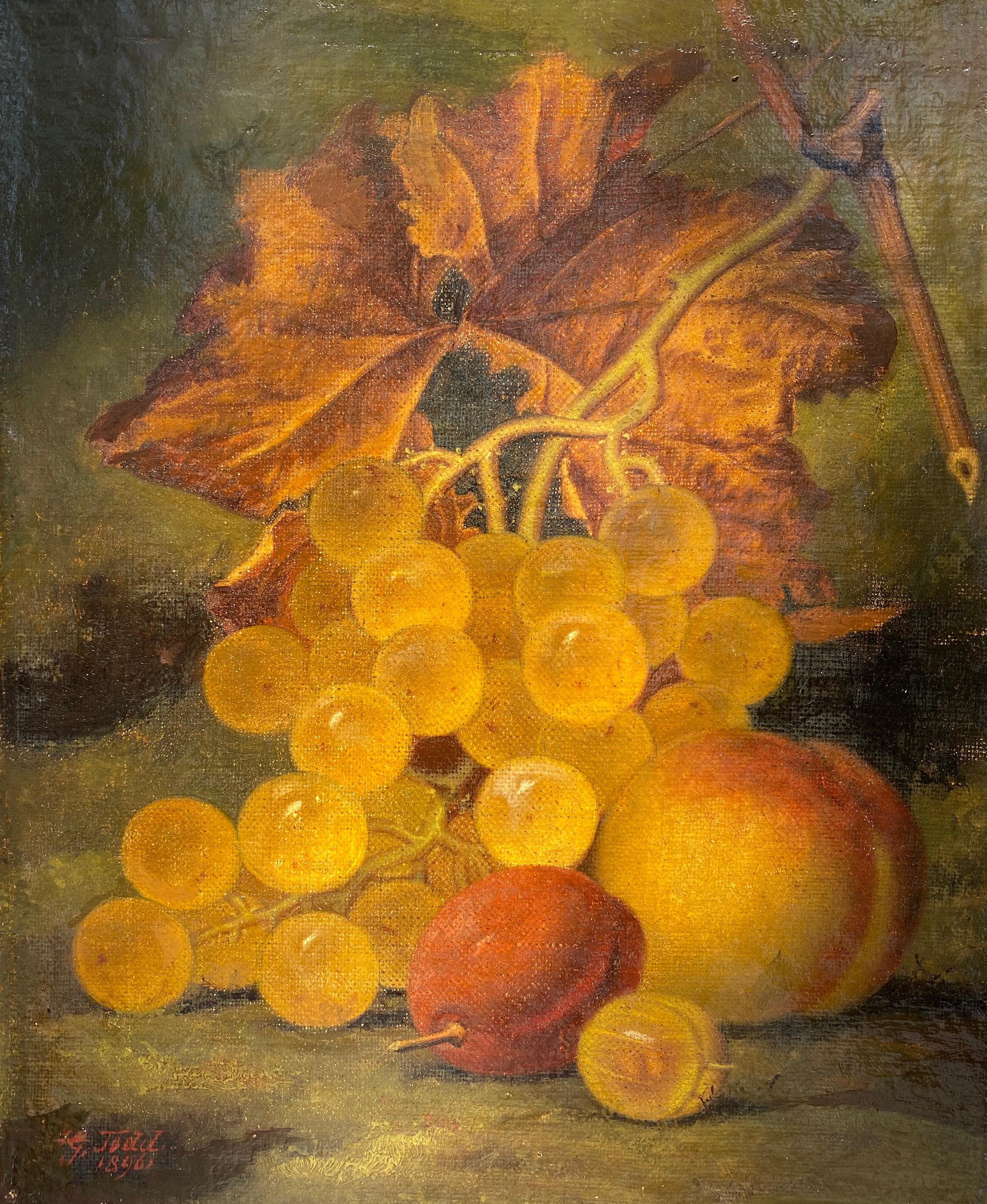 Still-Life Painting di Henry George Todd - "Natura morta con frutta"