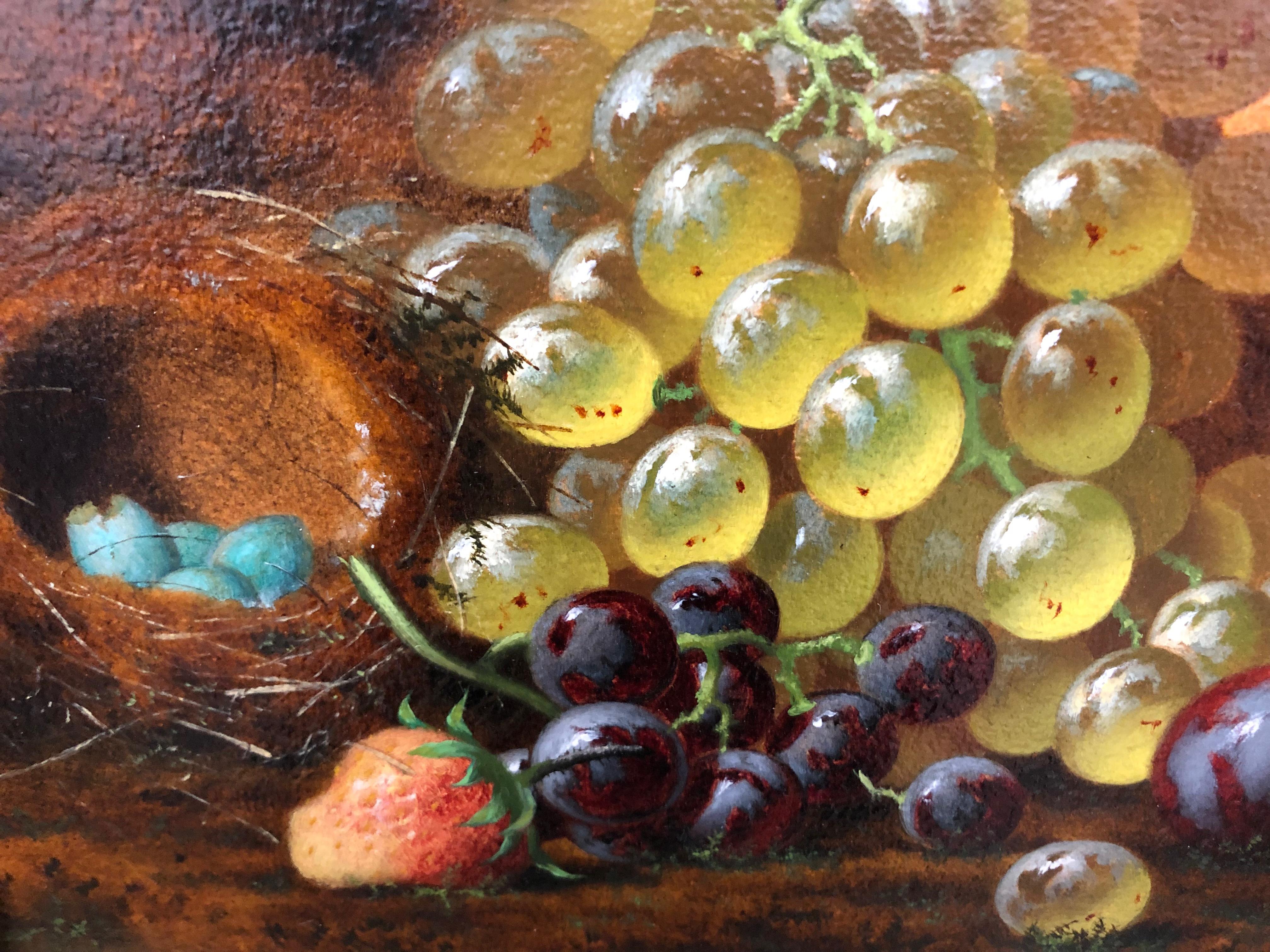 Still Lives With Grapes - A Pair Of Still Life Oil Paintings by H.G. Todd - Brown Still-Life Painting by Henry George Todd