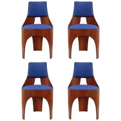 Henry Glass Cylindra Dining Chairs in Maharam Fabric