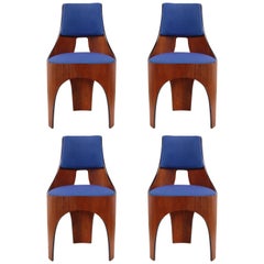 Henry Glass Cylindra Dining Chairs in Maharam Fabric