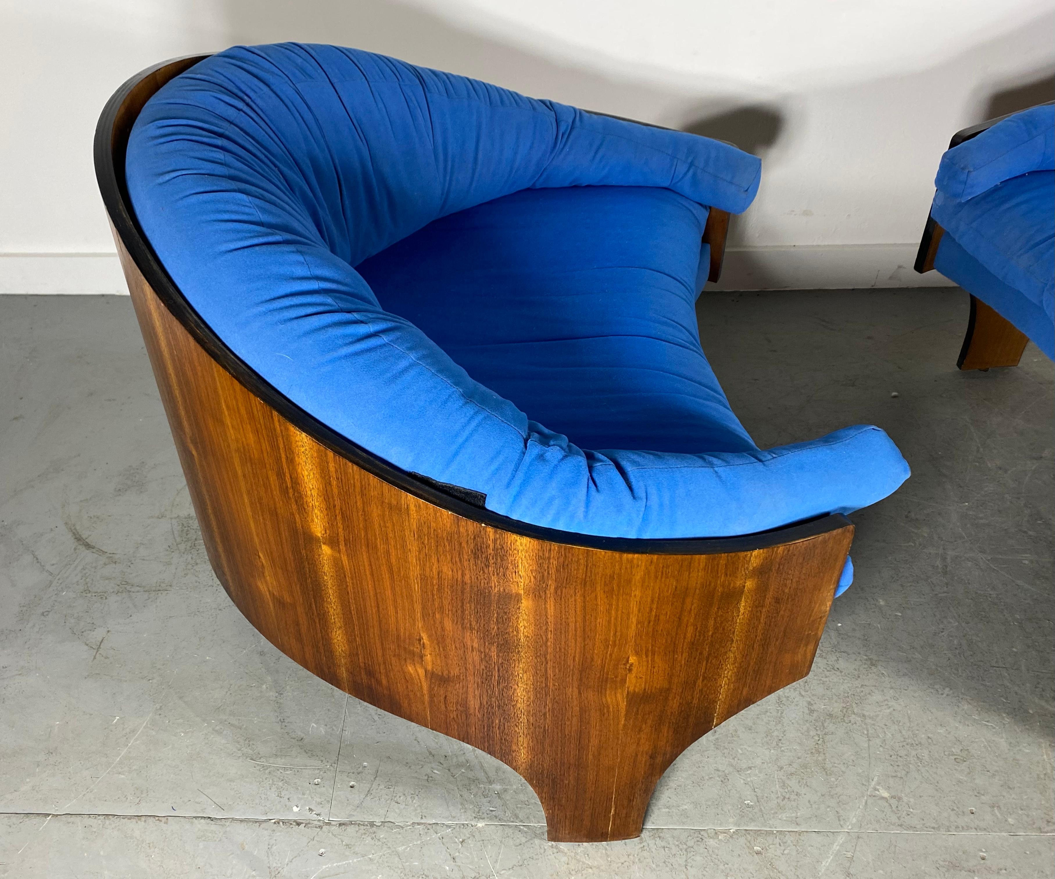 Henry Glass Intimate Island Lounge Chairs Stunning Moulded Walnut For Sale 4
