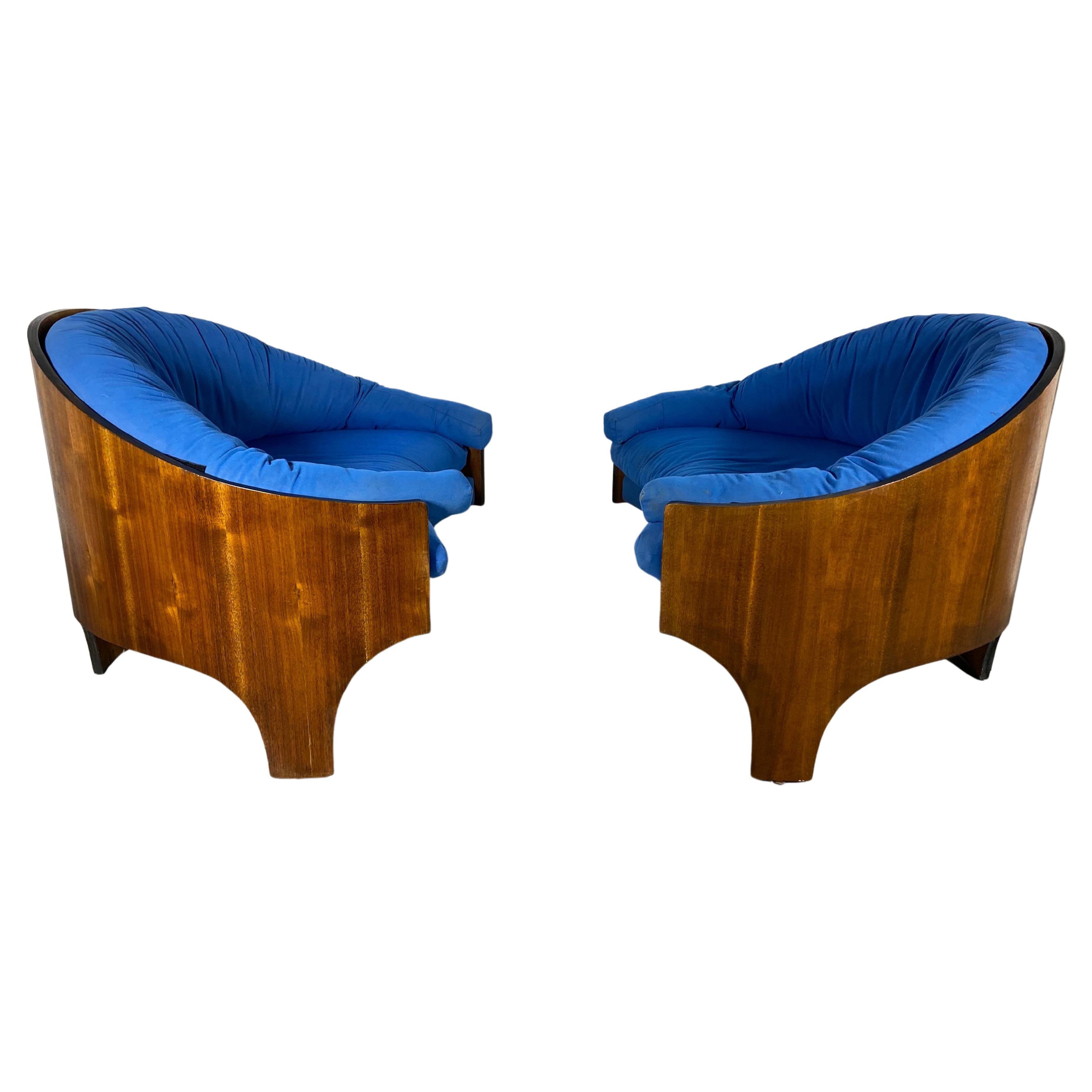 Henry Glass Intimate Island Lounge Chairs Stunning Moulded Walnut