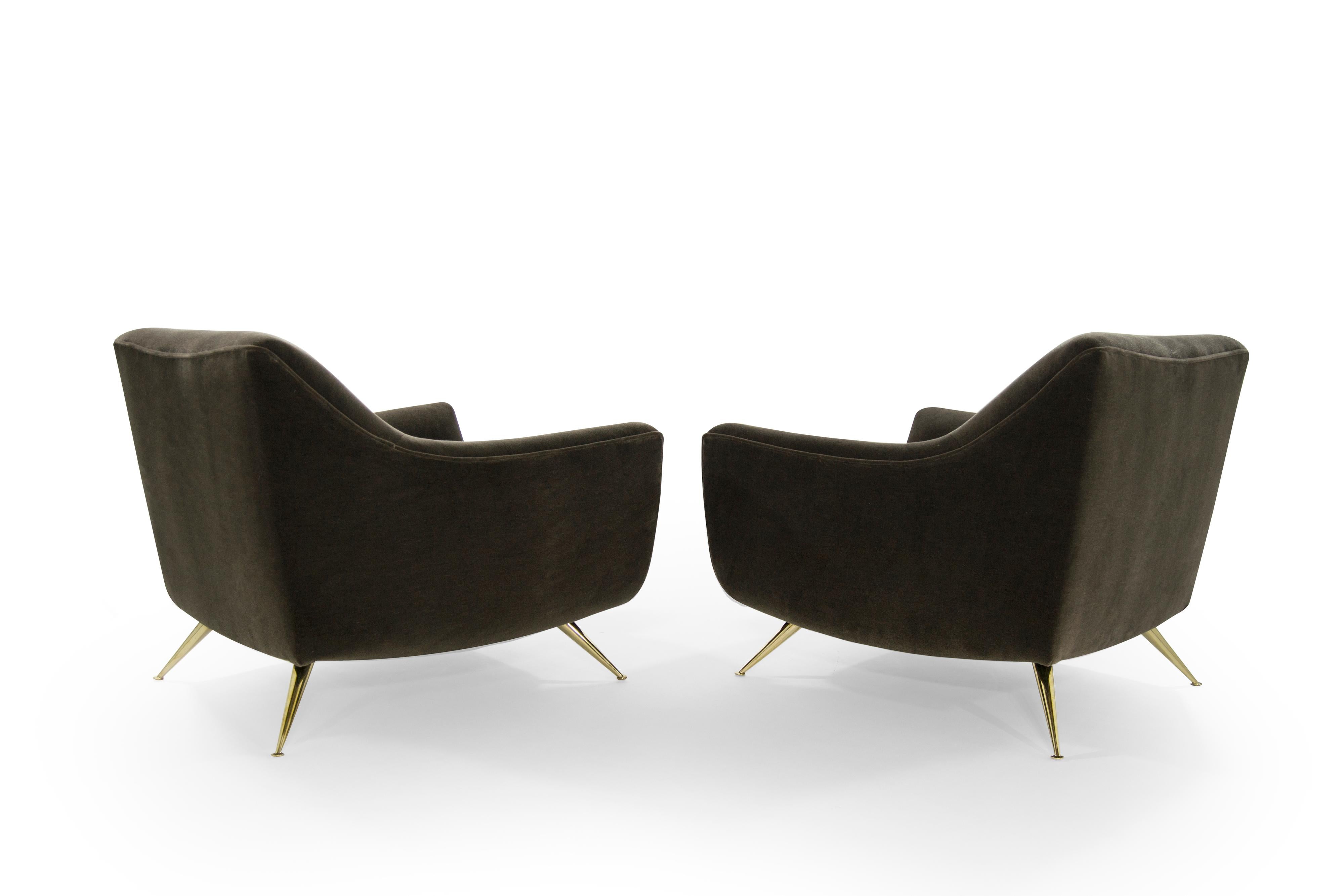 Mid-Century Modern Henry Glass Lounge Chairs in Mohair