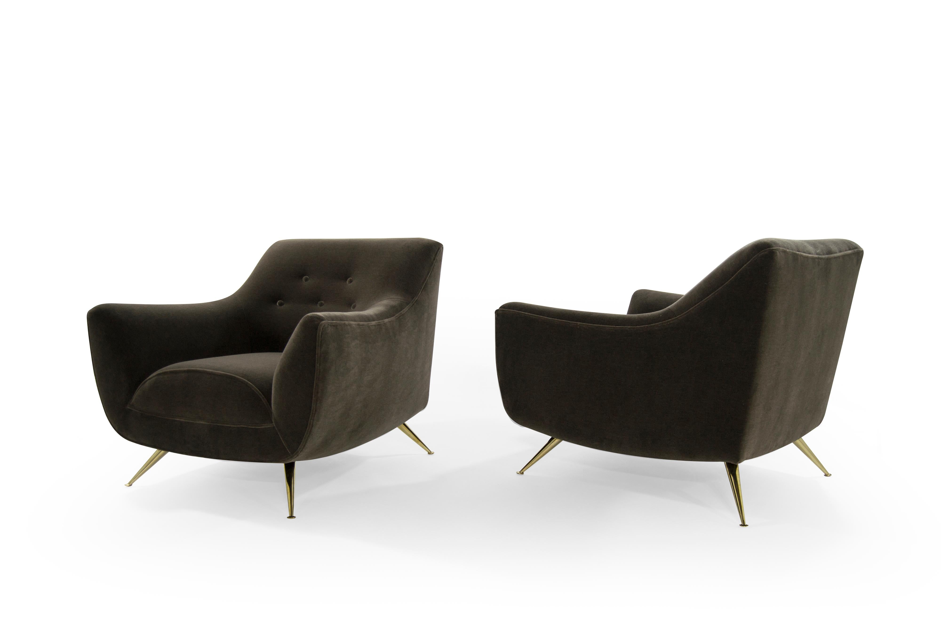 American Henry Glass Lounge Chairs in Mohair