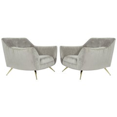 Henry Glass Lounge Chairs in Velvet