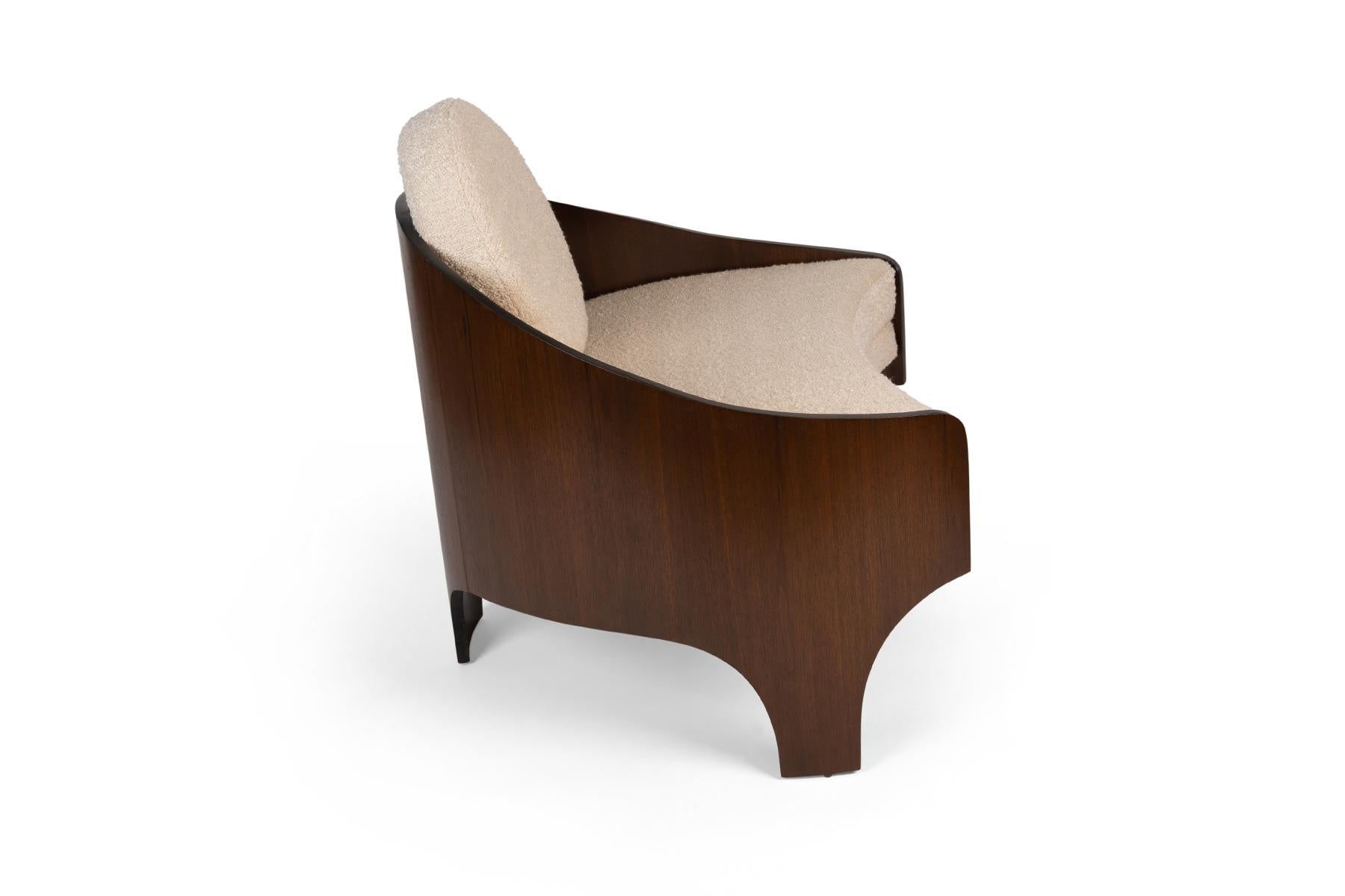 Mid-Century Modern Walnut & Bouclé Lounge Chairs by Henry Glass, 1960s 