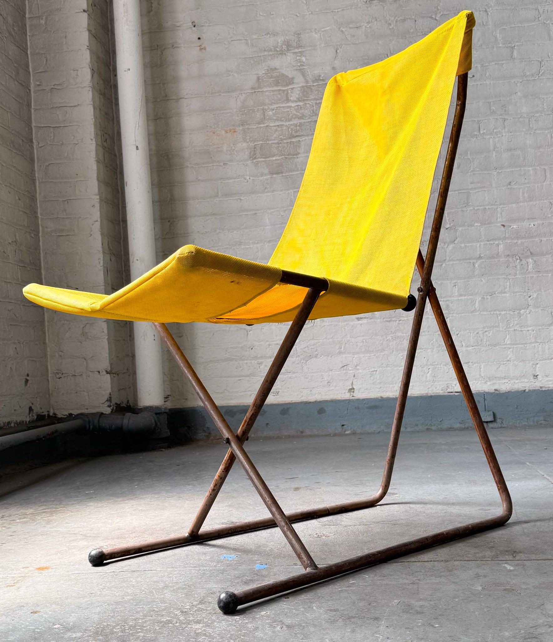 Mid-Century moderno Henry Glass Prototipo di sedia a fionda Foldes in vendita