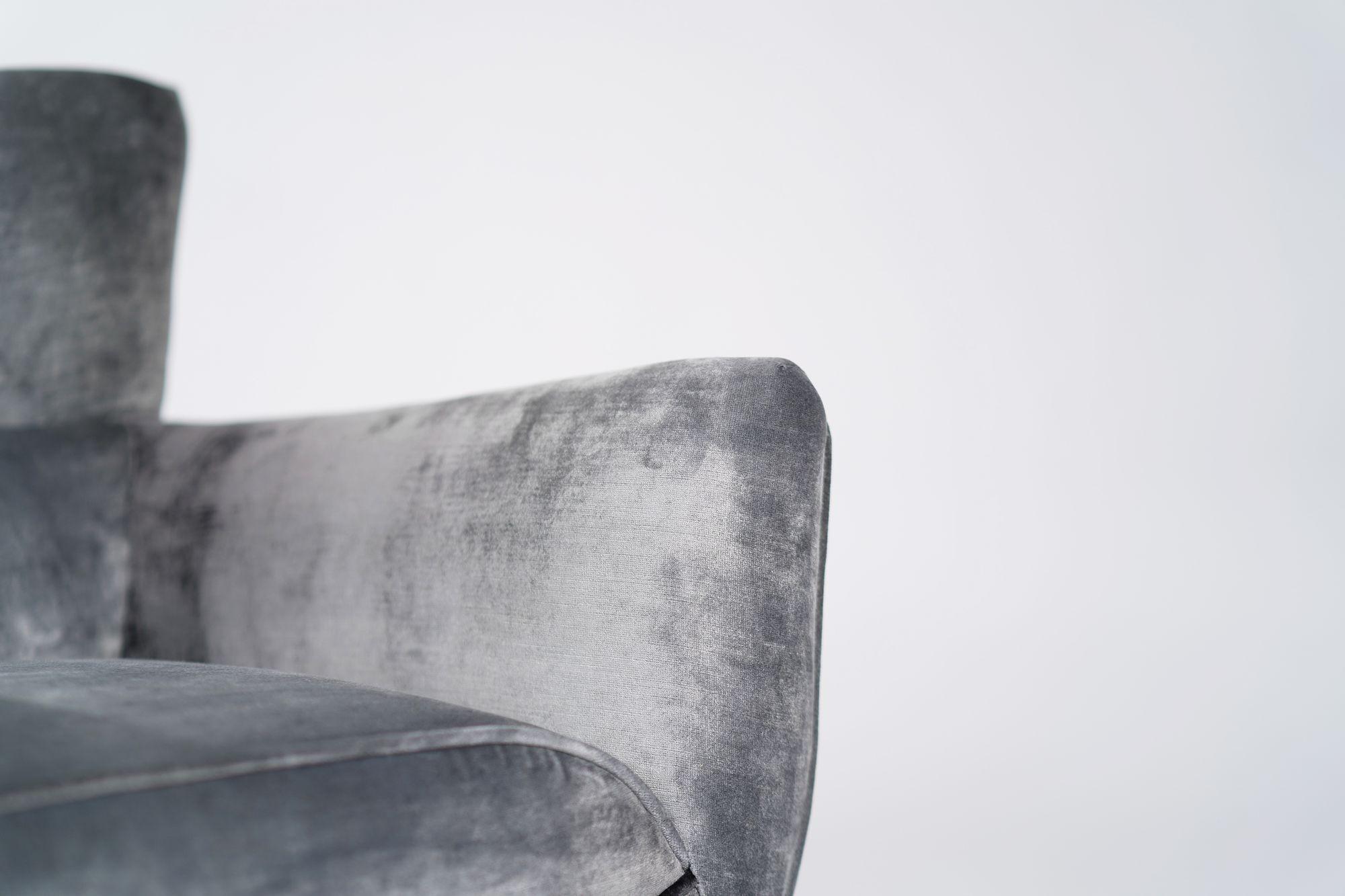 Henry Glass Swivel Chairs in Distressed Silver Velvet, C. 1950s For Sale 4