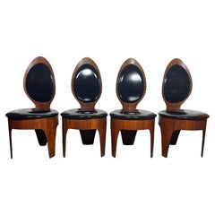 Henry Glass Walnut 'Spoon' Dining Chairs.. Modernist /Sculptural