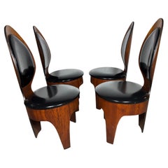 Henry Glass Walnut 'Spoon' Dining Chairs.. Modernist /Sculptural
