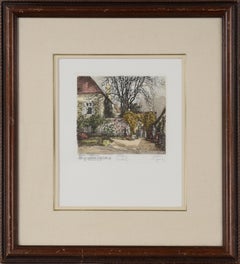 Antique Beethovens Residence at Mödling Colored Etching by Henry Goering