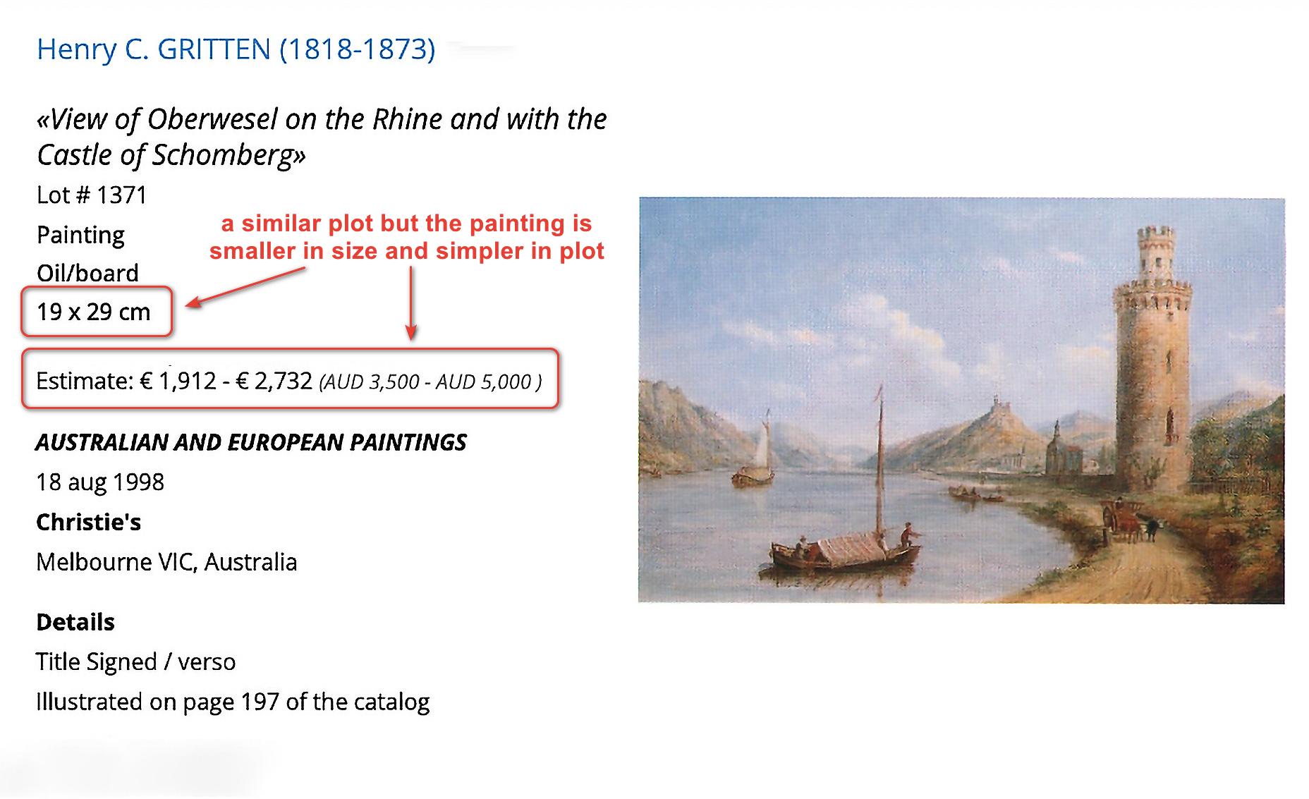 Oberwesel on Rhein Scenic Landscape 19th century British Master Oil Painting 9