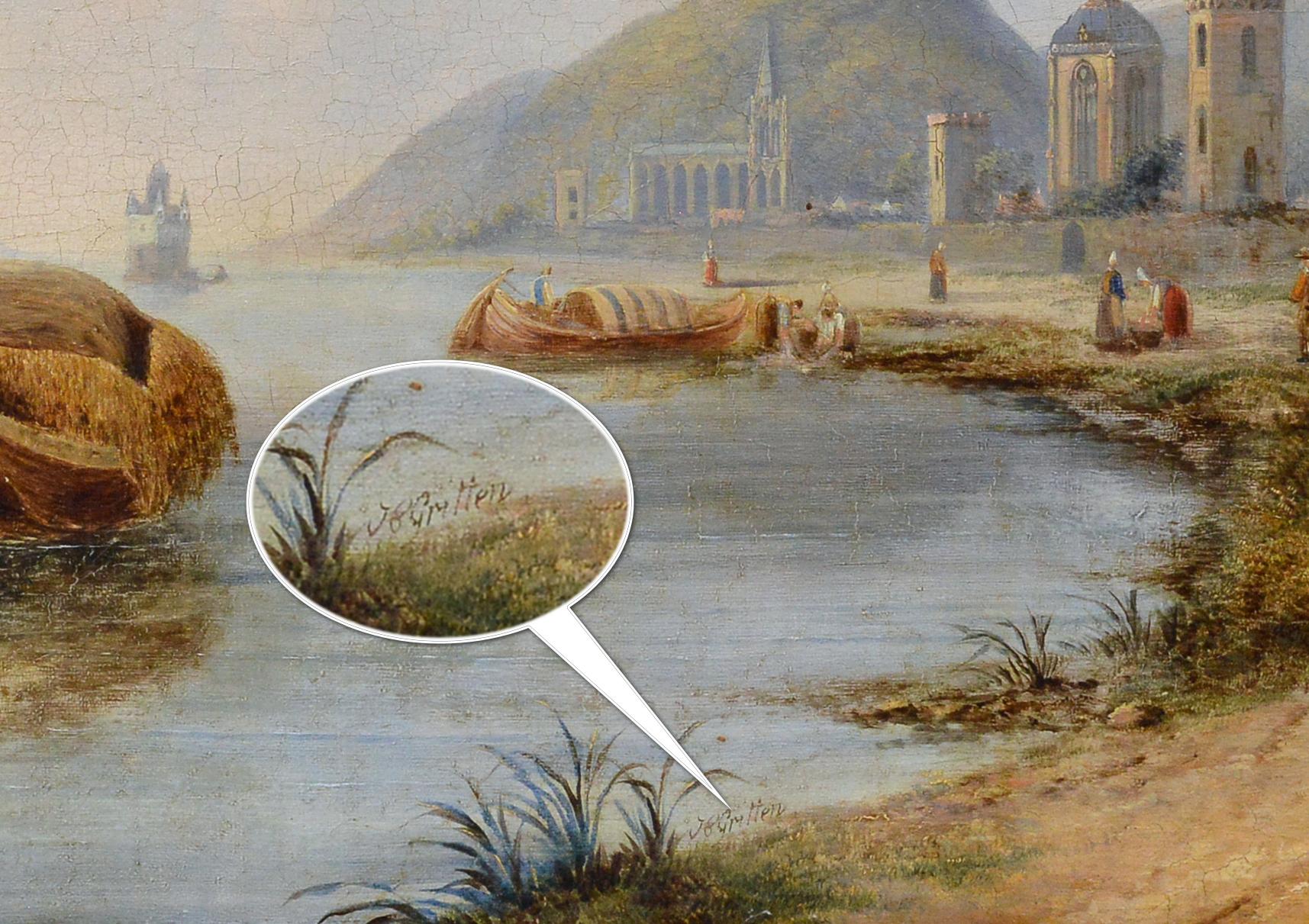 Oberwesel sur le Rhin Paysage pittoresque 19e siècle Peinture à l'huile de maître britannique en vente 3