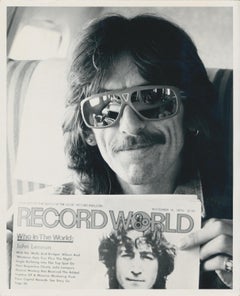 Retro George Harrison and Record World, Black and White Photography, 25, 4 x 20, 6 cm