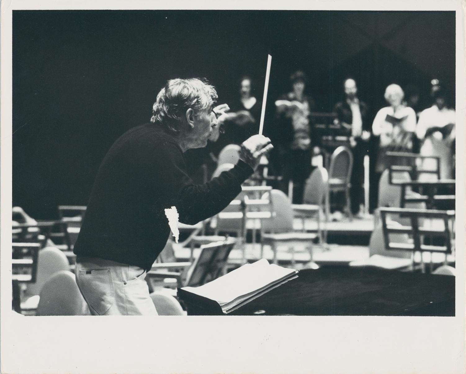 Henry Grossman Black and White Photograph - Leonard Bernstein conducting, ca. 1970s