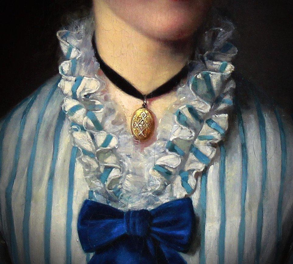 Huile sur toile Portrait d'une jeune femme 19ème siècle - Or Portrait Painting par Henry Guillaume Schlesinger (1814-1893)
