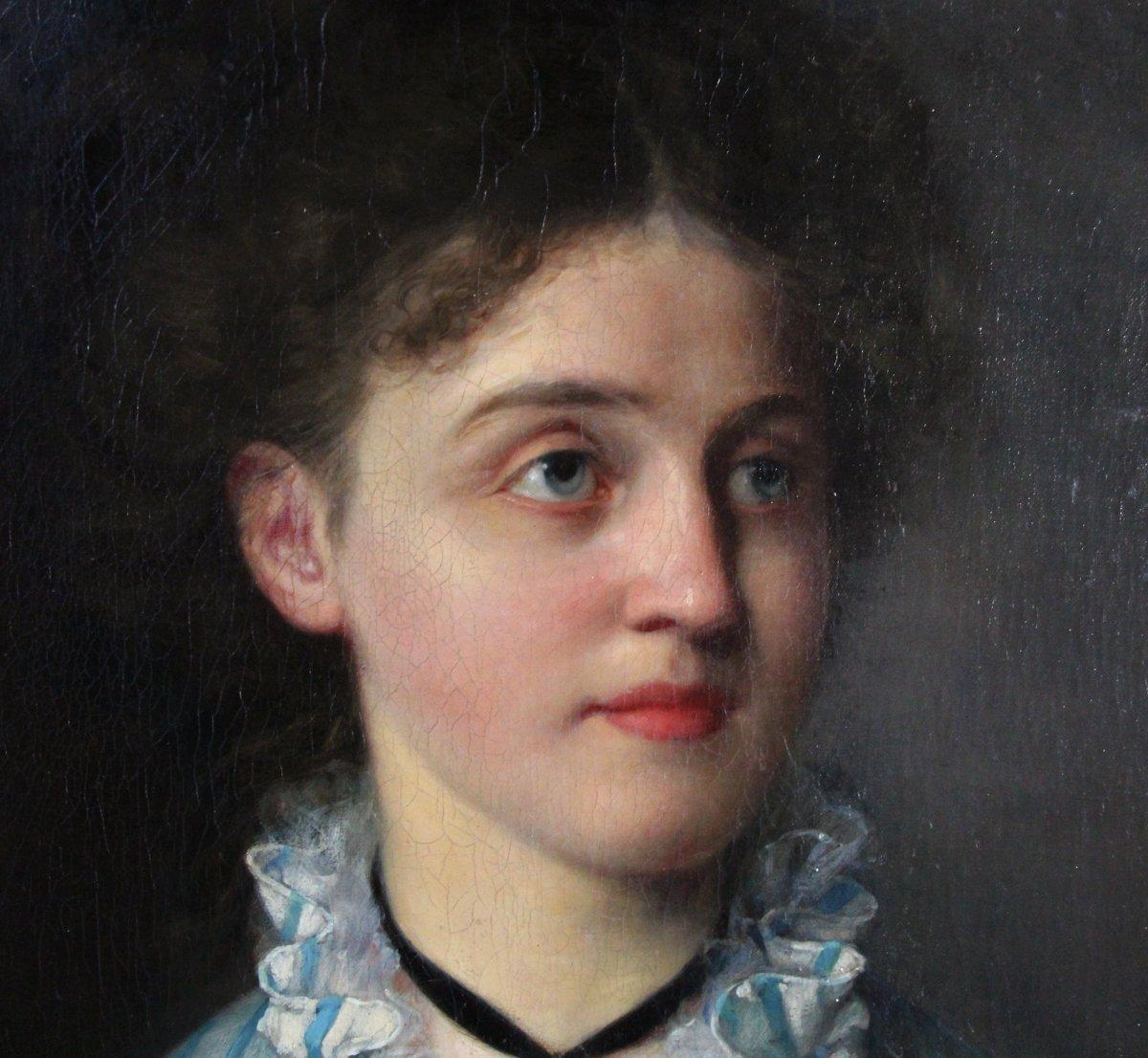 Huile sur toile Portrait d'une jeune femme 19ème siècle

daté et signé 1874 ( Portrait de la fille de l'artiste )

Henri-Guillaume Schlesinger, originellement Wilhelm Heinrich Schlesinger (6 août 1814, à Francfort-sur-le-Main - 21 février 1893, à