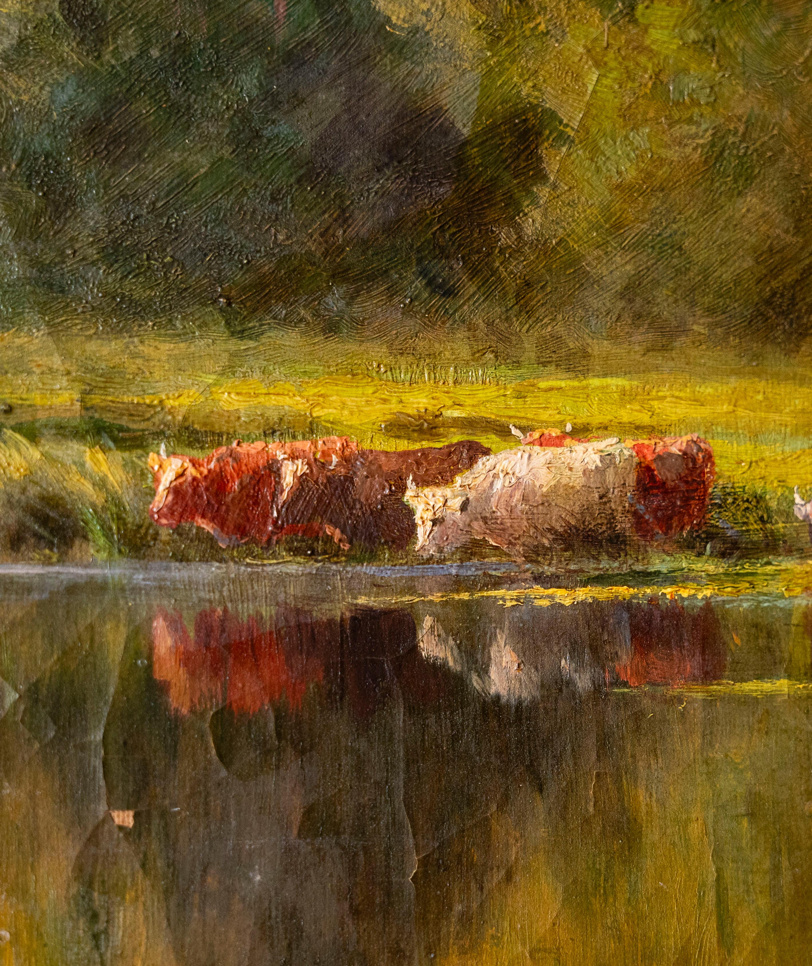 Une journée d'été près du lac, Henry H Parker, fin du 19ème siècle anglais en vente 3