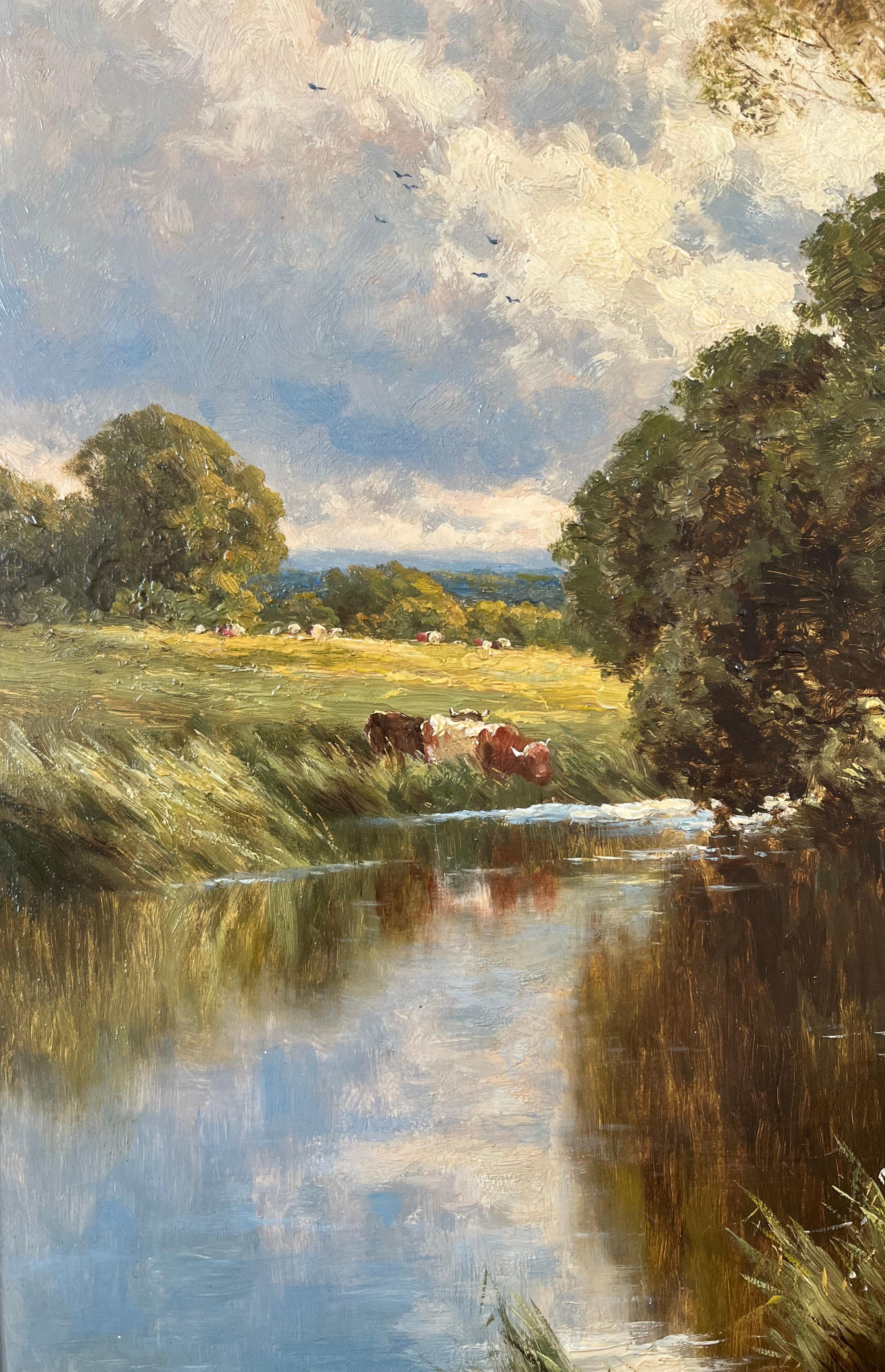 Henry H Parker, Original Victorian oil painting of a river landscape 4