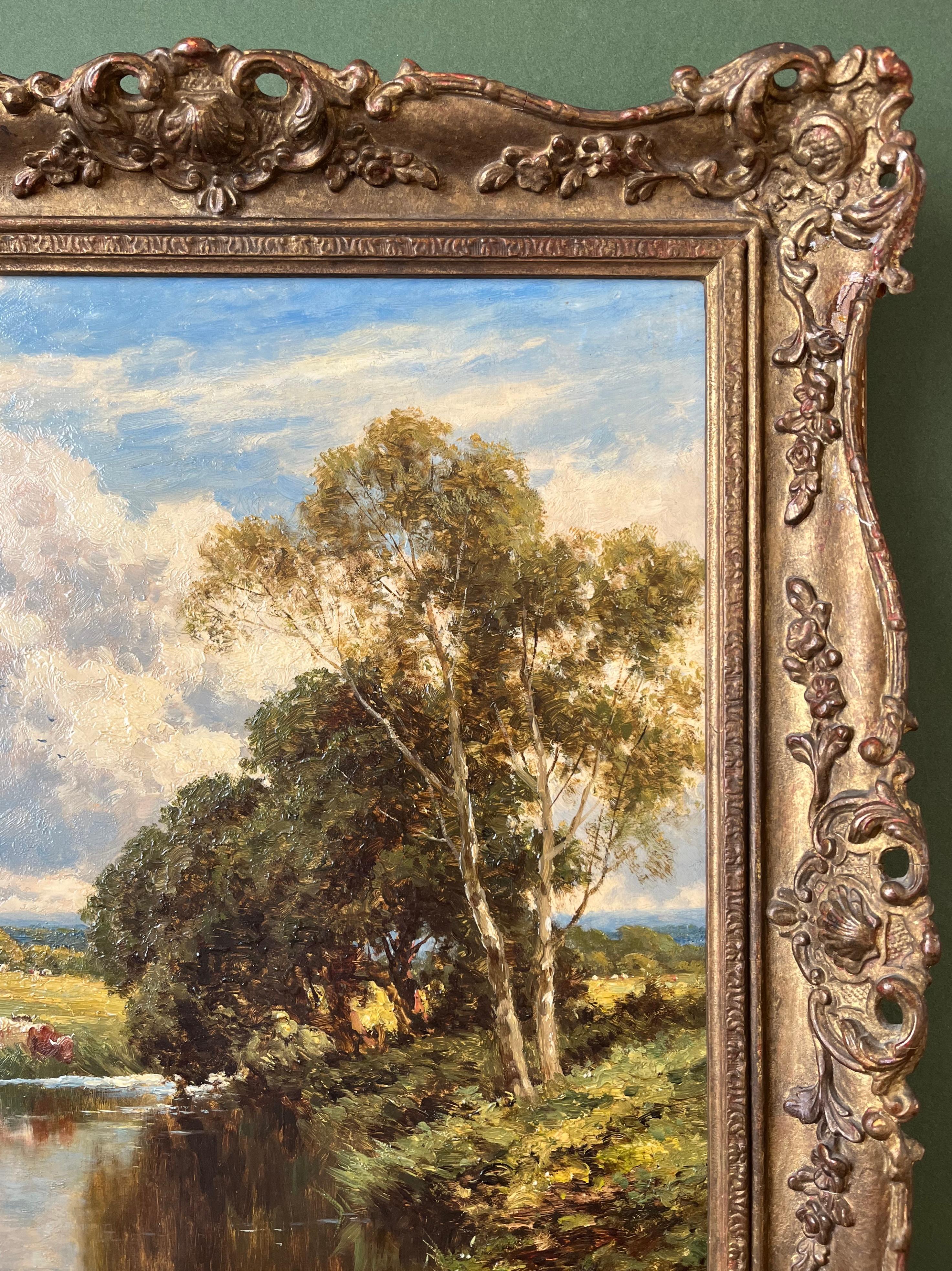 Henry H Parker, Original Victorian oil painting of a river landscape 6