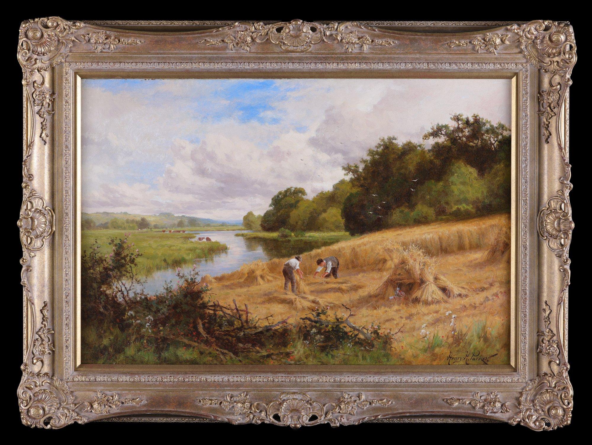 Working in the Hayfields - Painting by Henry H. Parker 