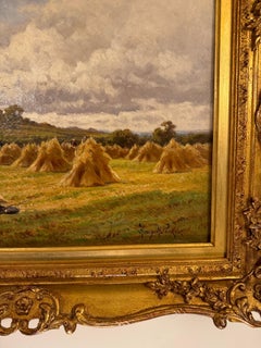 19th century Antique English Landscape at Harvest time