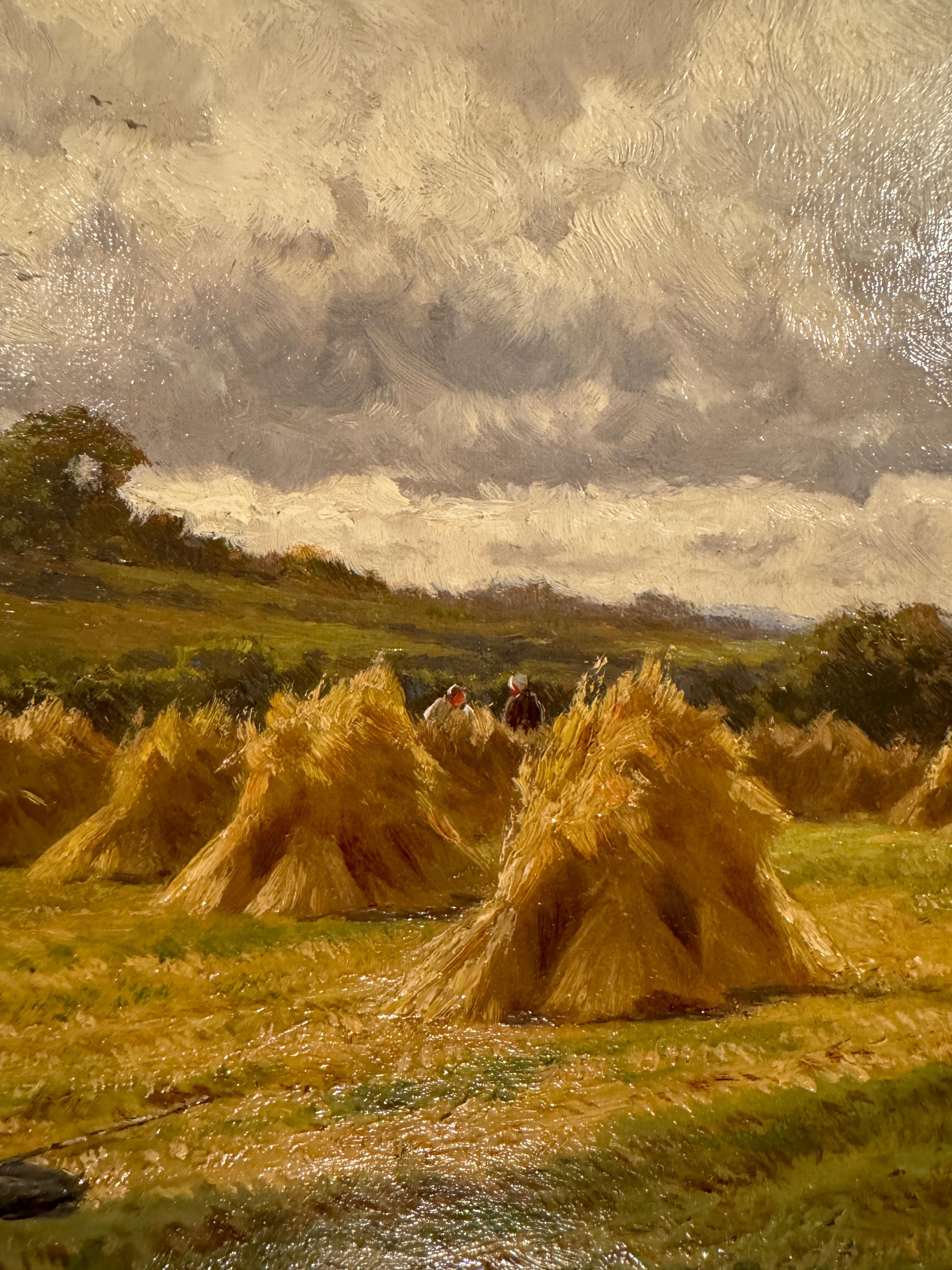 19th century Antique English Landscape at Harvest time 1