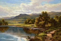 19th Century landscape oil painting of the river Lledr near Bettws-y-coed