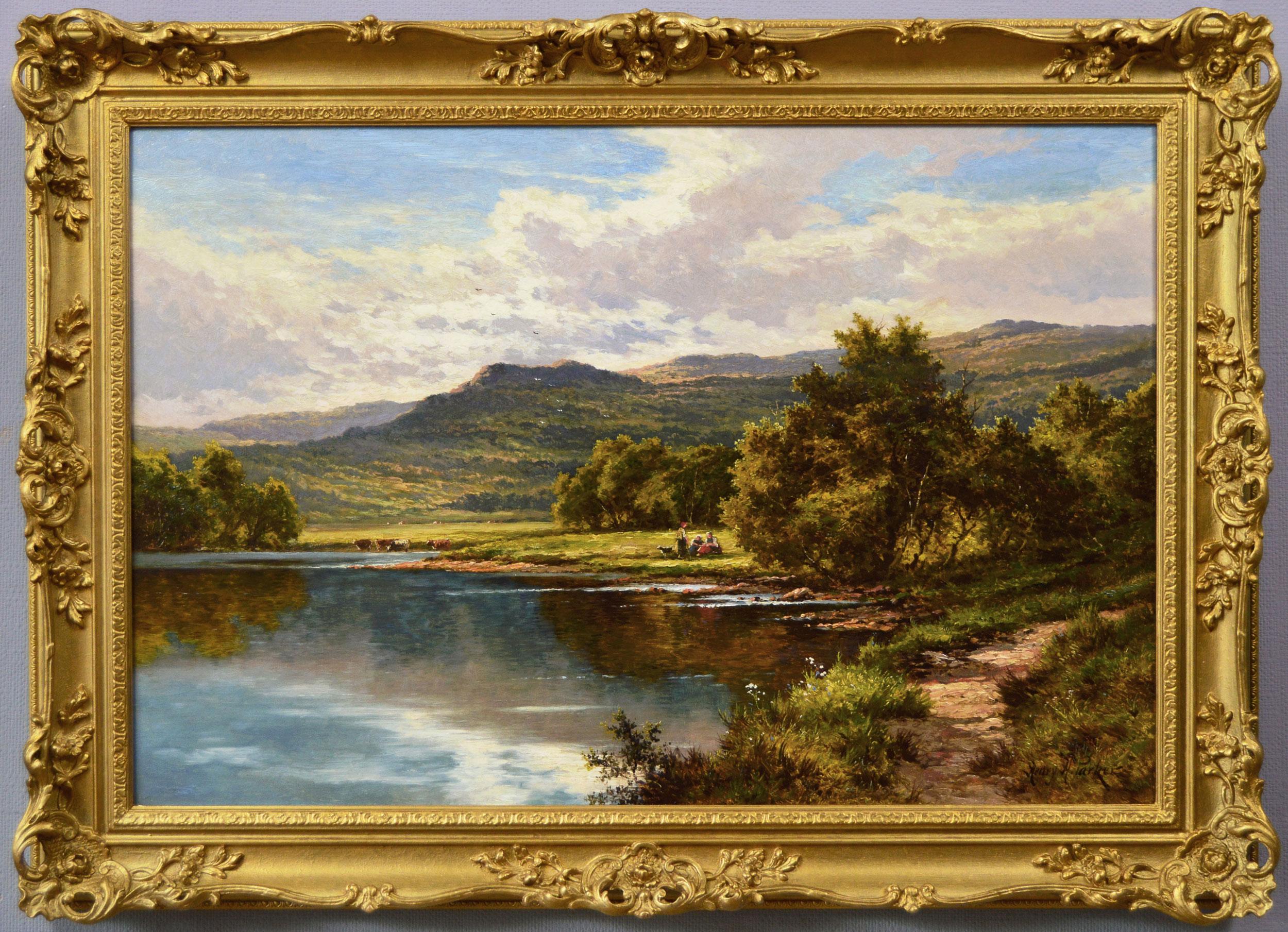 19th Century landscape oil painting of the river Lledr near Bettws-y-coed