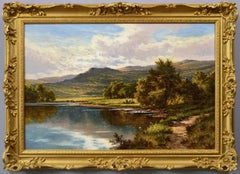 19th Century landscape oil painting of the river Lledr near Bettws-y-coed