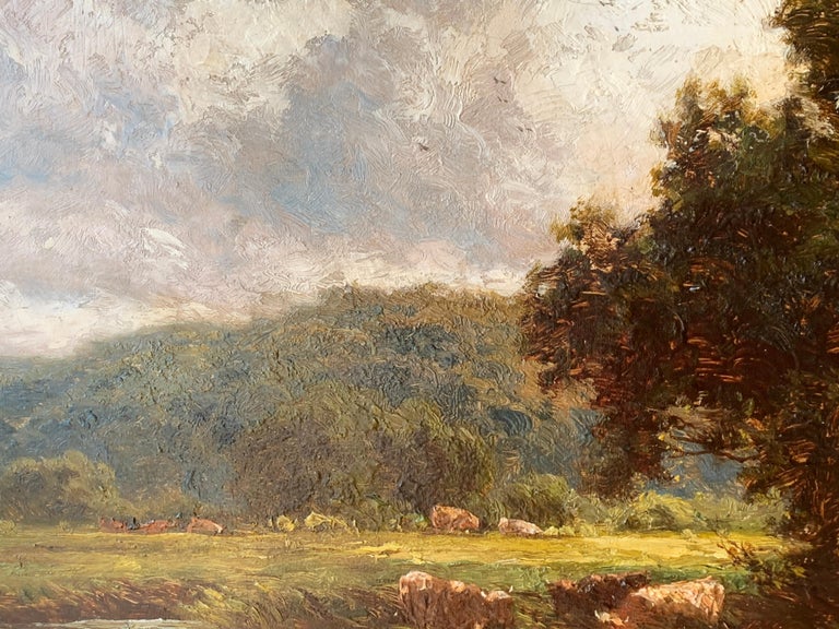 English River landscape, The River Mole, Dorking `Surrey, UK - Brown Figurative Painting by Henry H. Parker