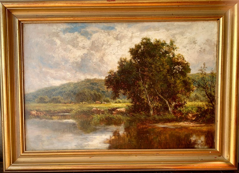 Henry H. Parker Figurative Painting - English River landscape, The River Mole, Dorking `Surrey, UK
