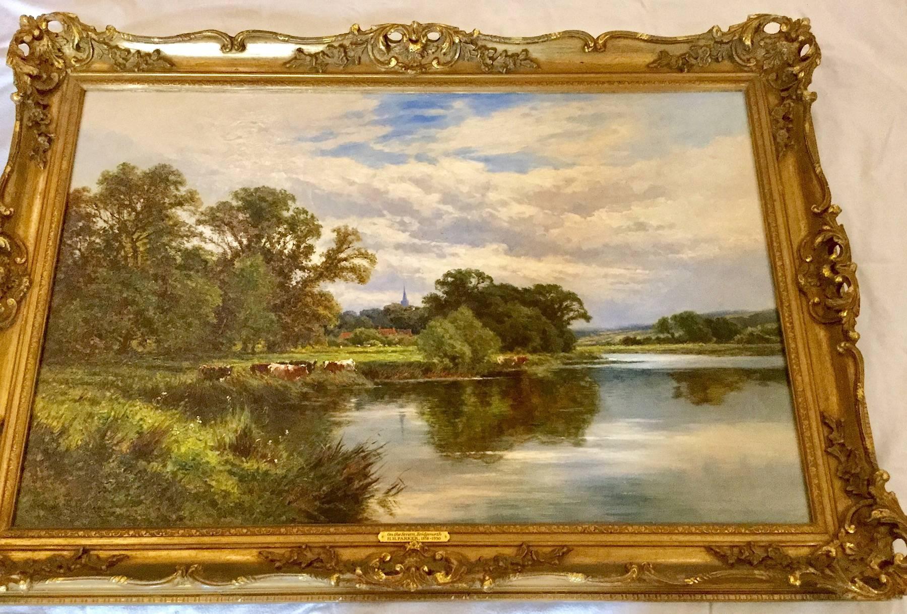 On the River Severn at Bridgnorth An English Landscape 18th / 19th Century  - Painting by Henry H. Parker