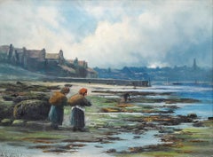 Henry Hadfield Cubley (1858-1934) - 1919 Oil, Mussel Gatherers at Whitby