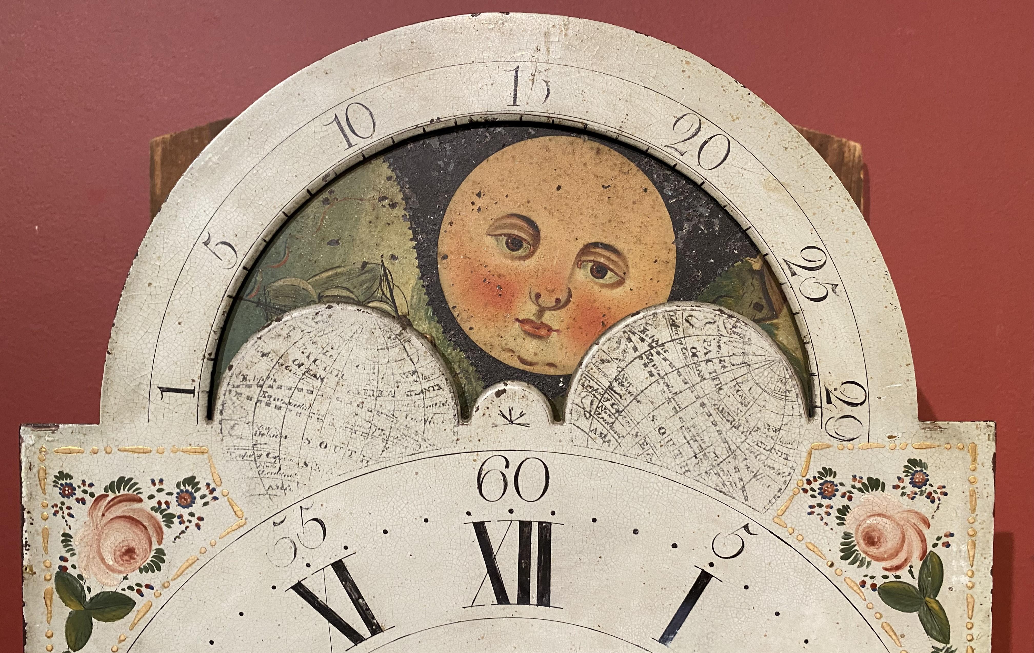 Henry Hahn Reading, Pennsylvania Cherry Tall Clock with Moon Phase Dial 2
