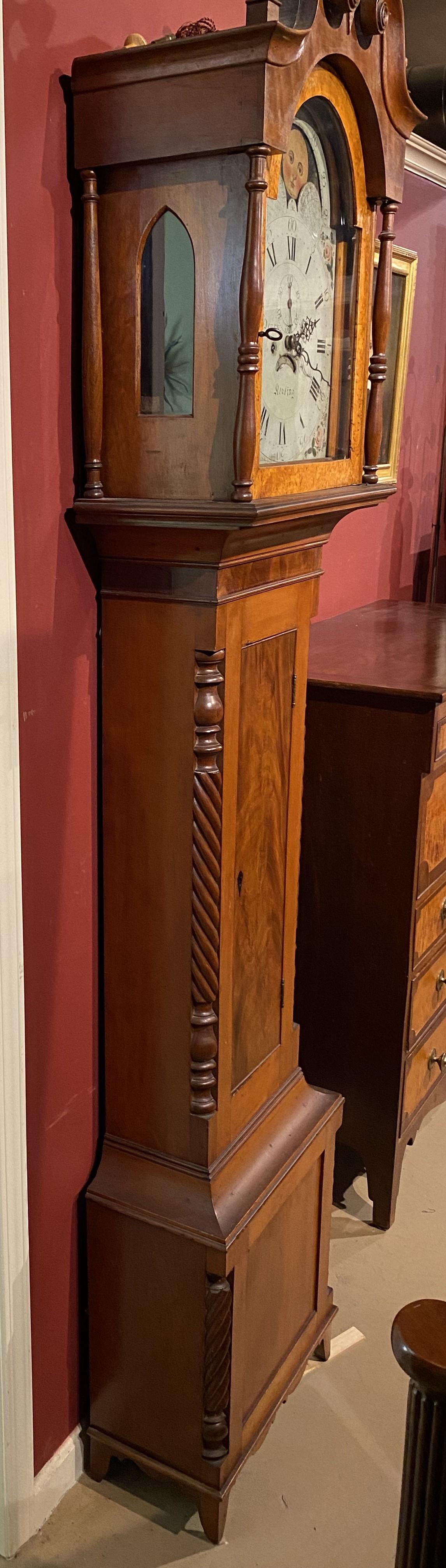 Henry Hahn Reading, Pennsylvania Cherry Tall Clock with Moon Phase Dial In Good Condition In Milford, NH