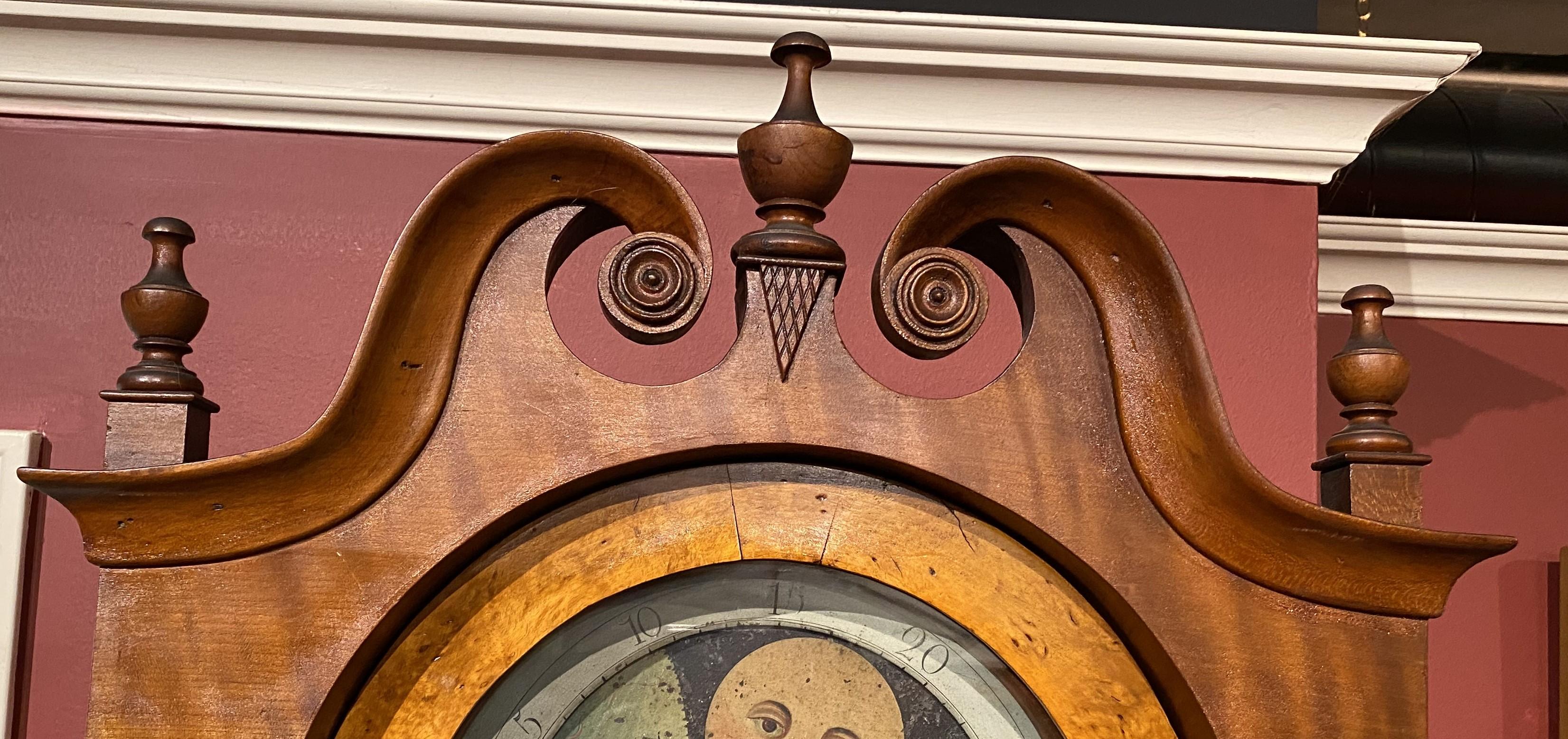 18th Century Henry Hahn Reading, Pennsylvania Cherry Tall Clock with Moon Phase Dial