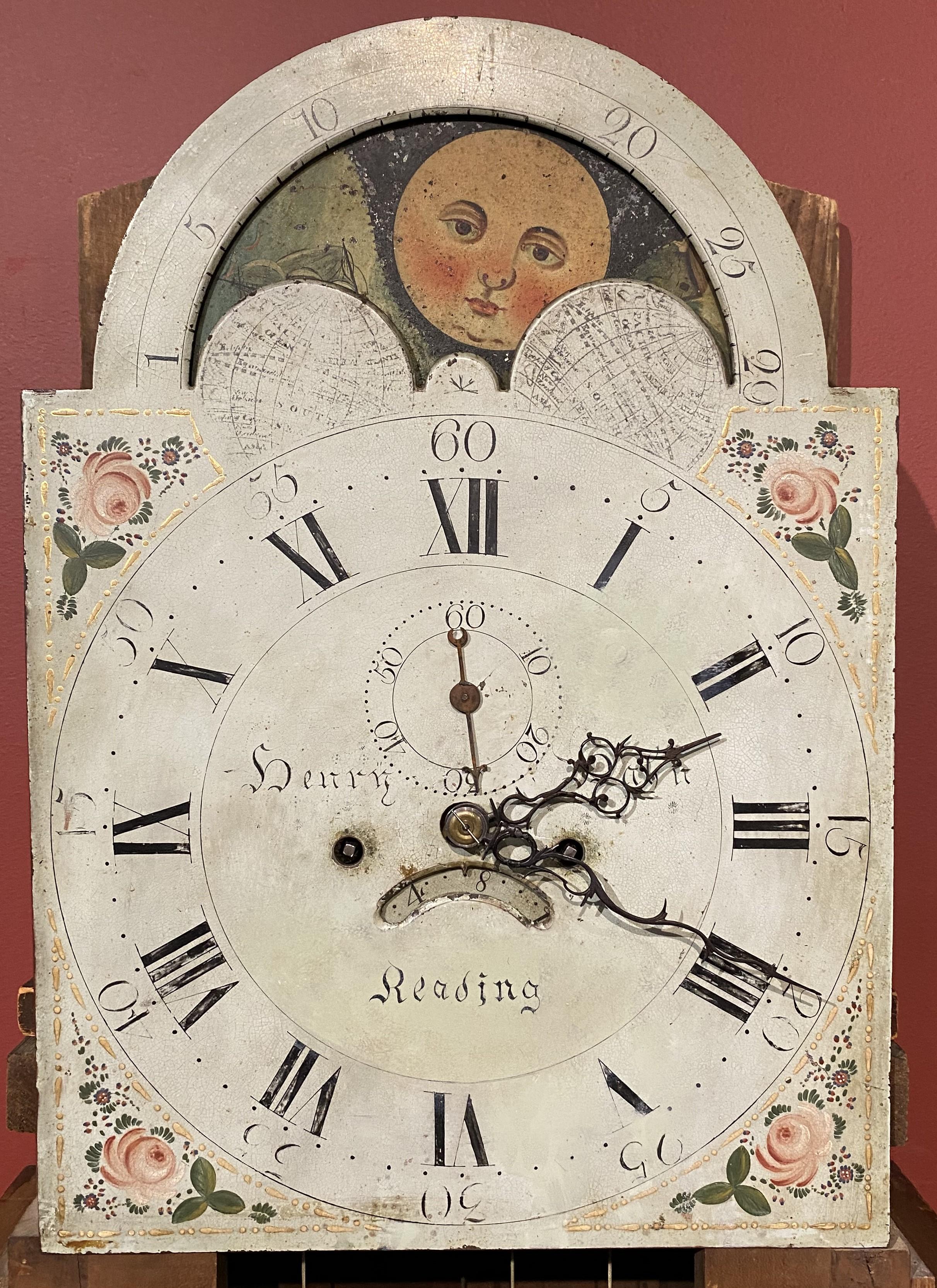 Henry Hahn Reading, Pennsylvania Cherry Tall Clock with Moon Phase Dial 1